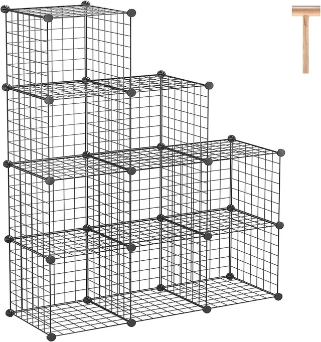 c-ahome-wire-cube-storage-9er-gitterregal-metall-schwarz image 1