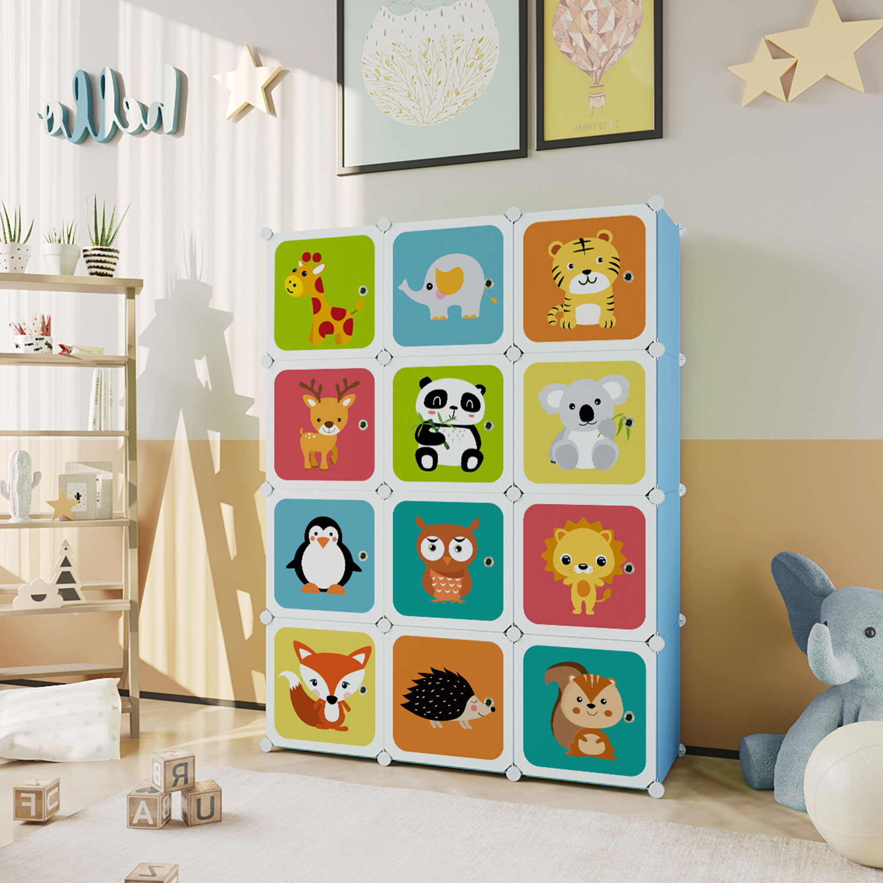 c-ahome-kids-cartoon-12-cube-w-rfelregal-blau-12-f-cher image 2
