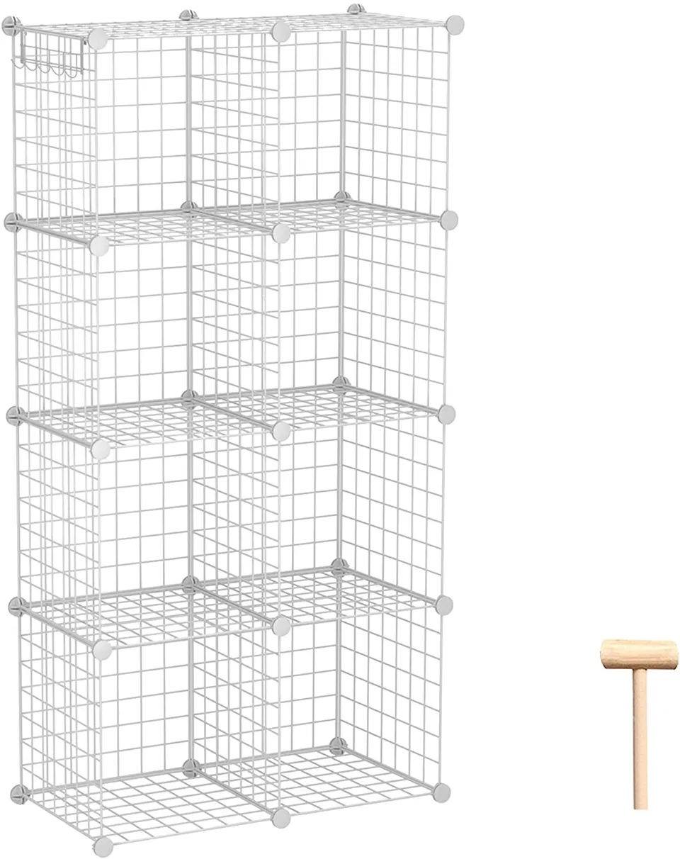 c-ahome-wire-cube-storage-twj3008a-gitterregal-8-wei-metall image 1