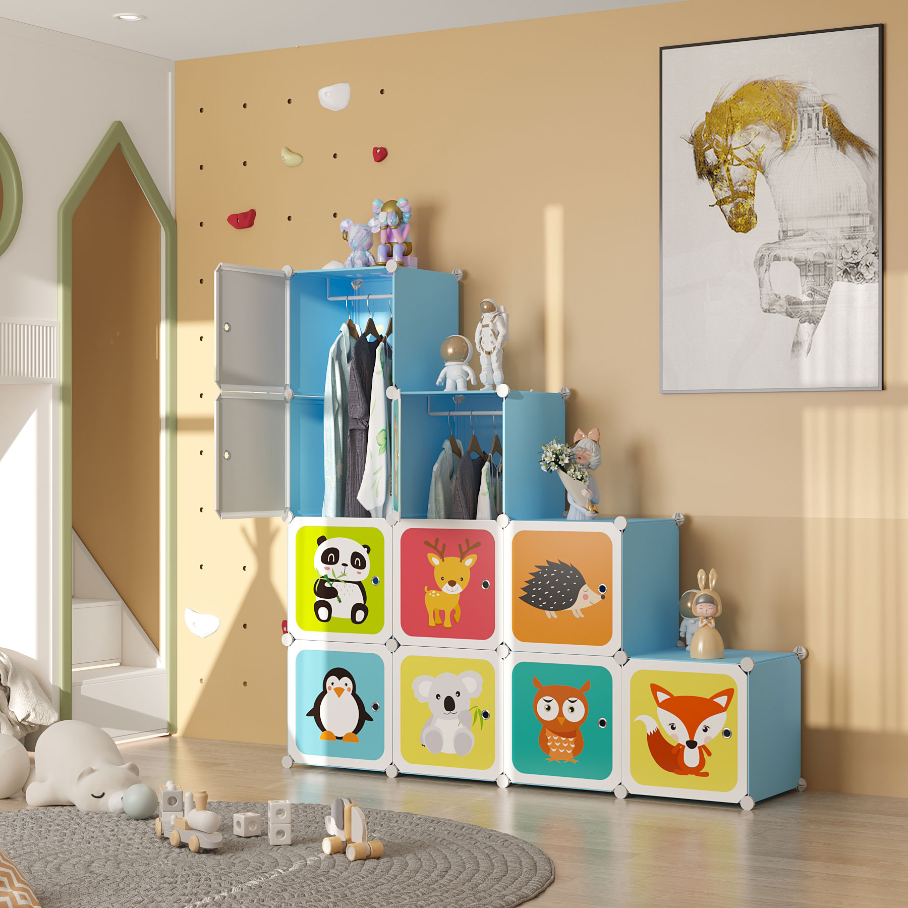 c-ahome-kids-cartoon-12-cube-w-rfelregal-blau-12-f-cher image 4