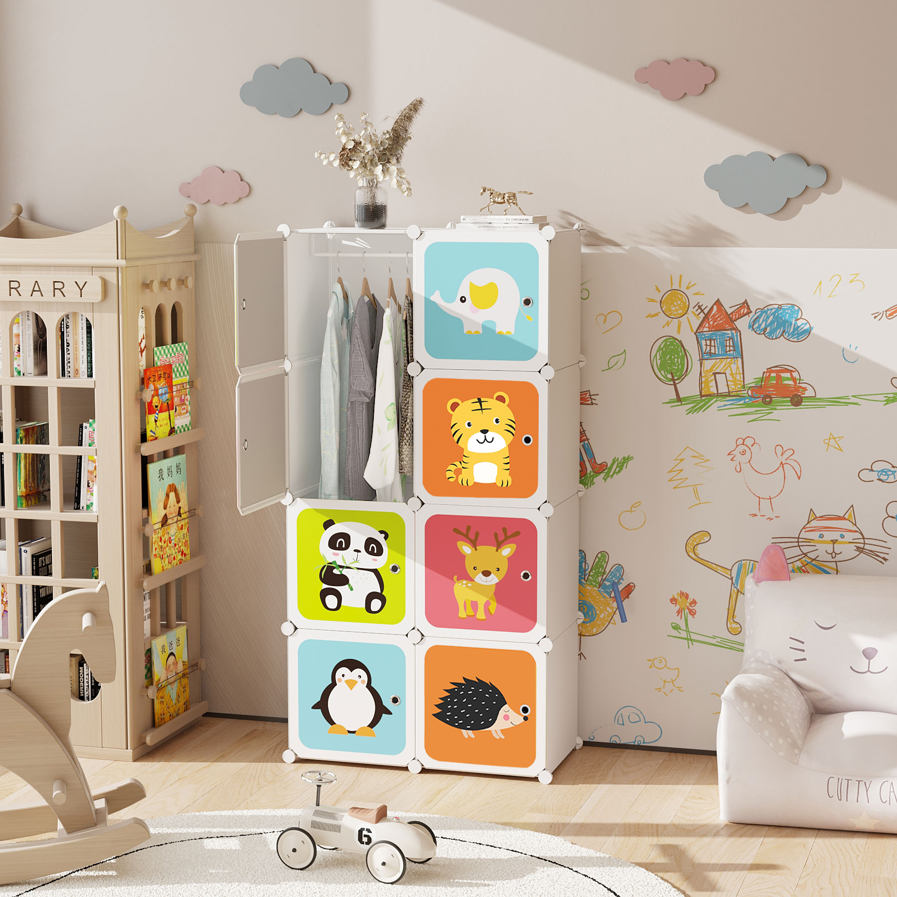 c-ahome-plastic-cube-storage-regal-8-f-cher-milky-cartoon image 3