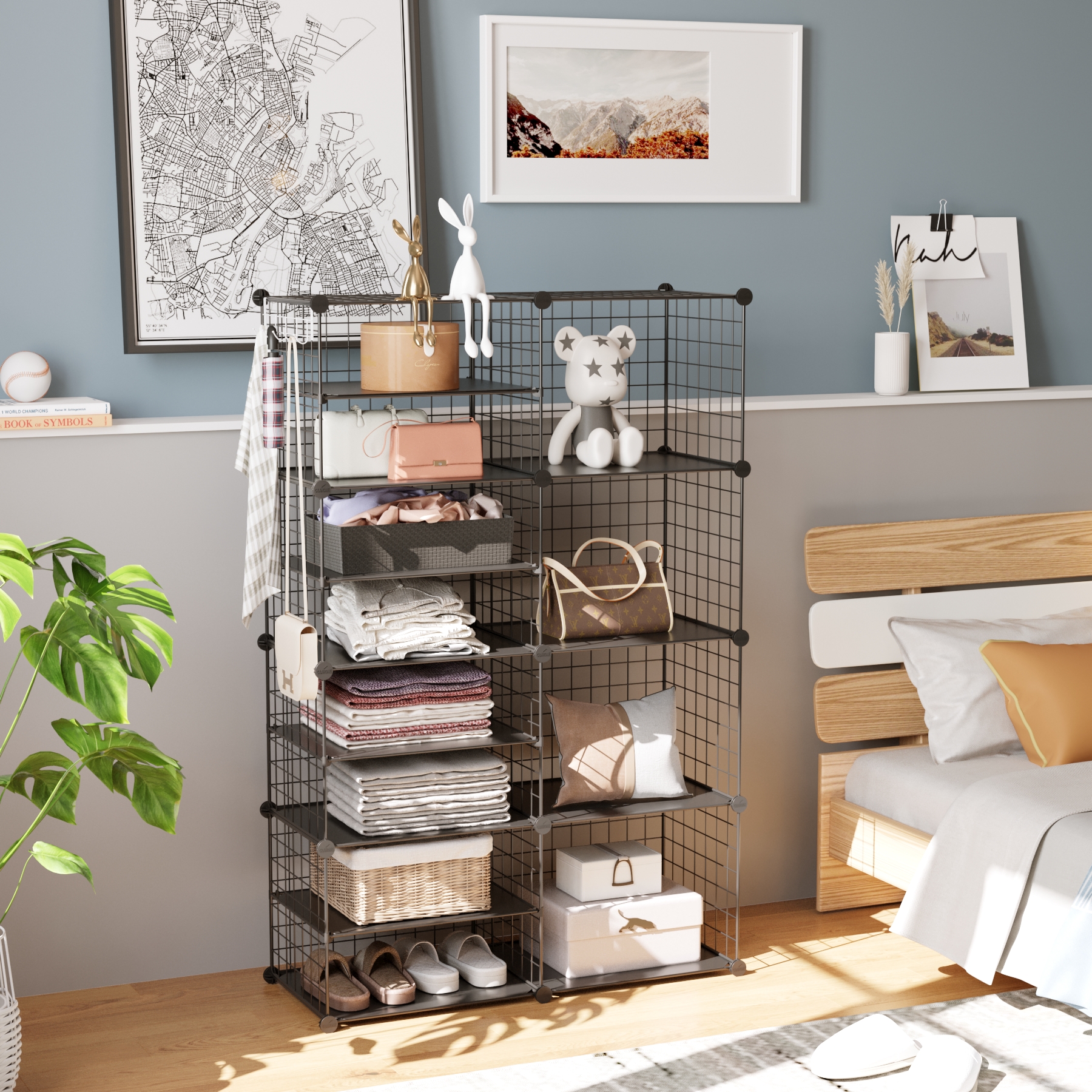 c-ahome-wire-cube-storage-uwcsim08b-regal-schwarz-mit-trenner image 3