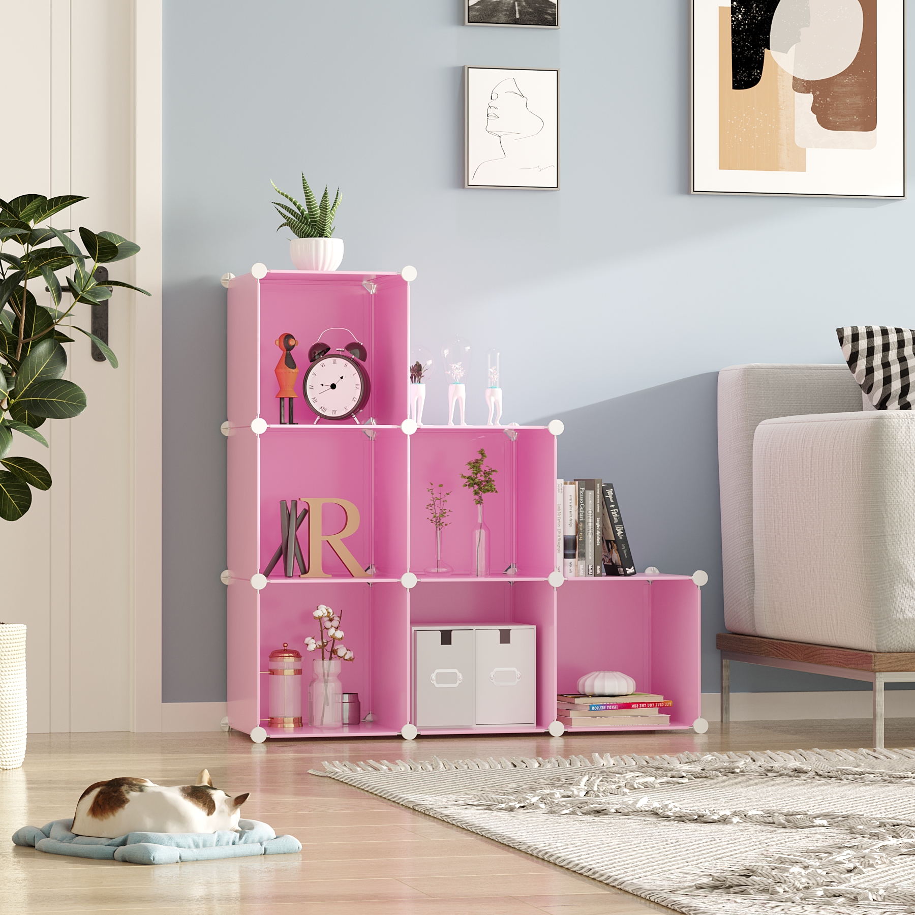 c-ahome-plastic-cube-storage-upcs06p-regal-6-f-cher-pink image 2