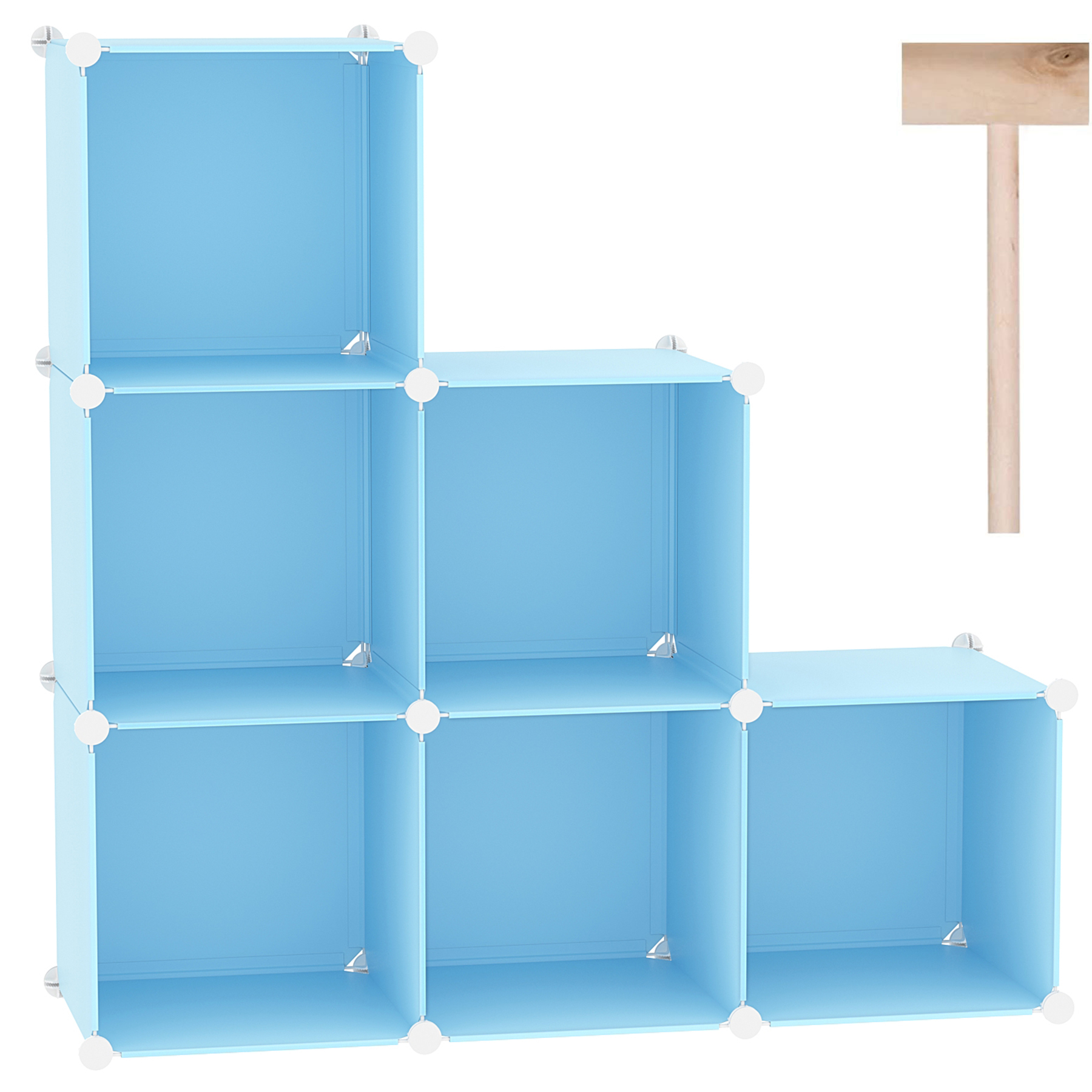 c-ahome-plastic-cube-storage-upcs06l-w-rfelregal-blau-6-f-cher image 1