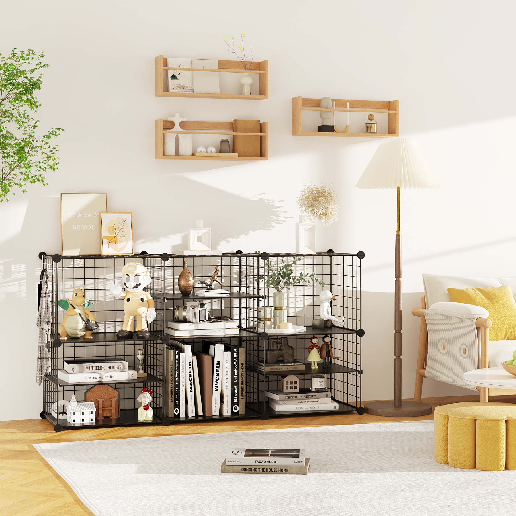 c-ahome-wire-cube-storage-uwcsim06b-steckregal-schwarz-trenner image 2