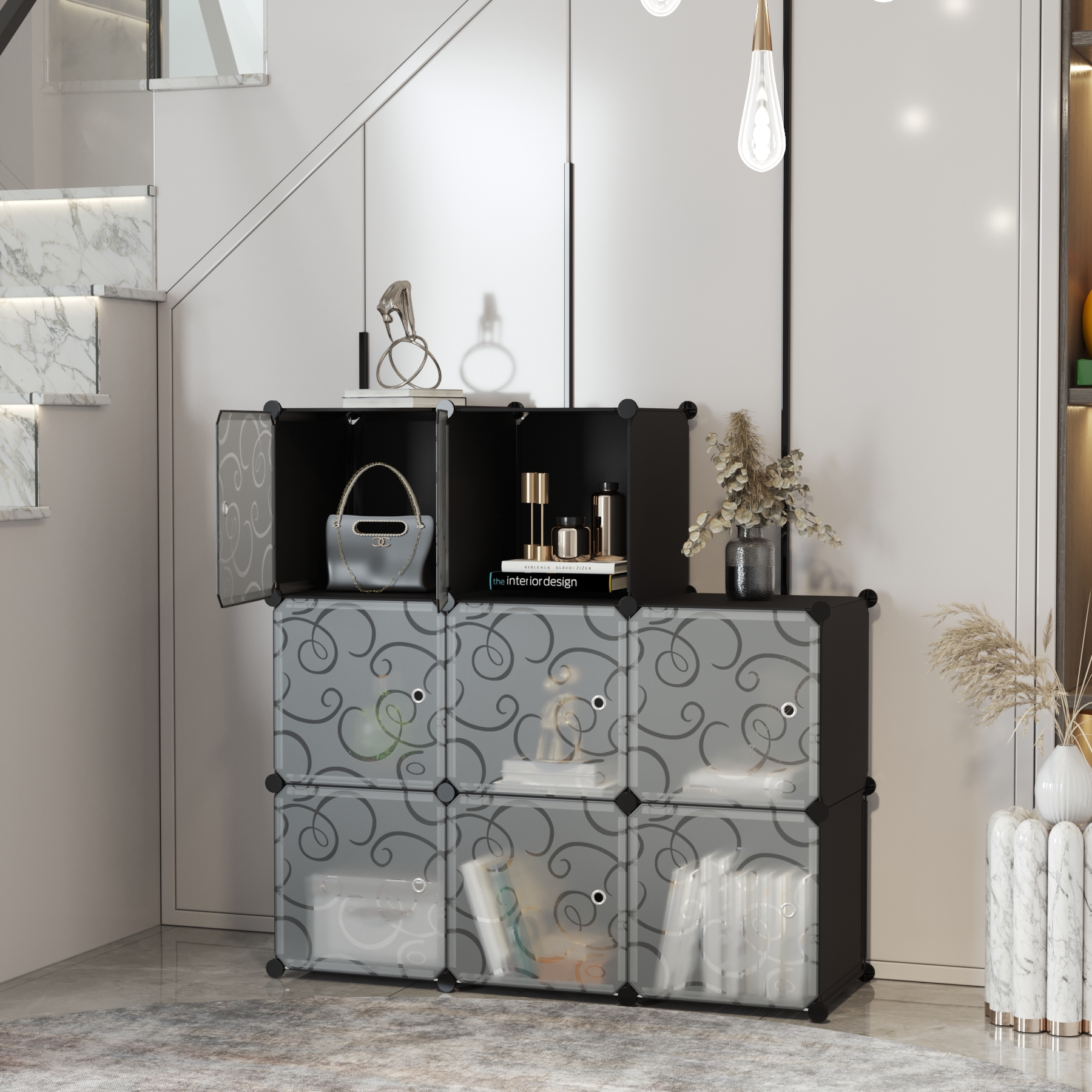 c-ahome-cube-storage-with-doors-w-rfelregal-schwarz-8-f-cher image 4