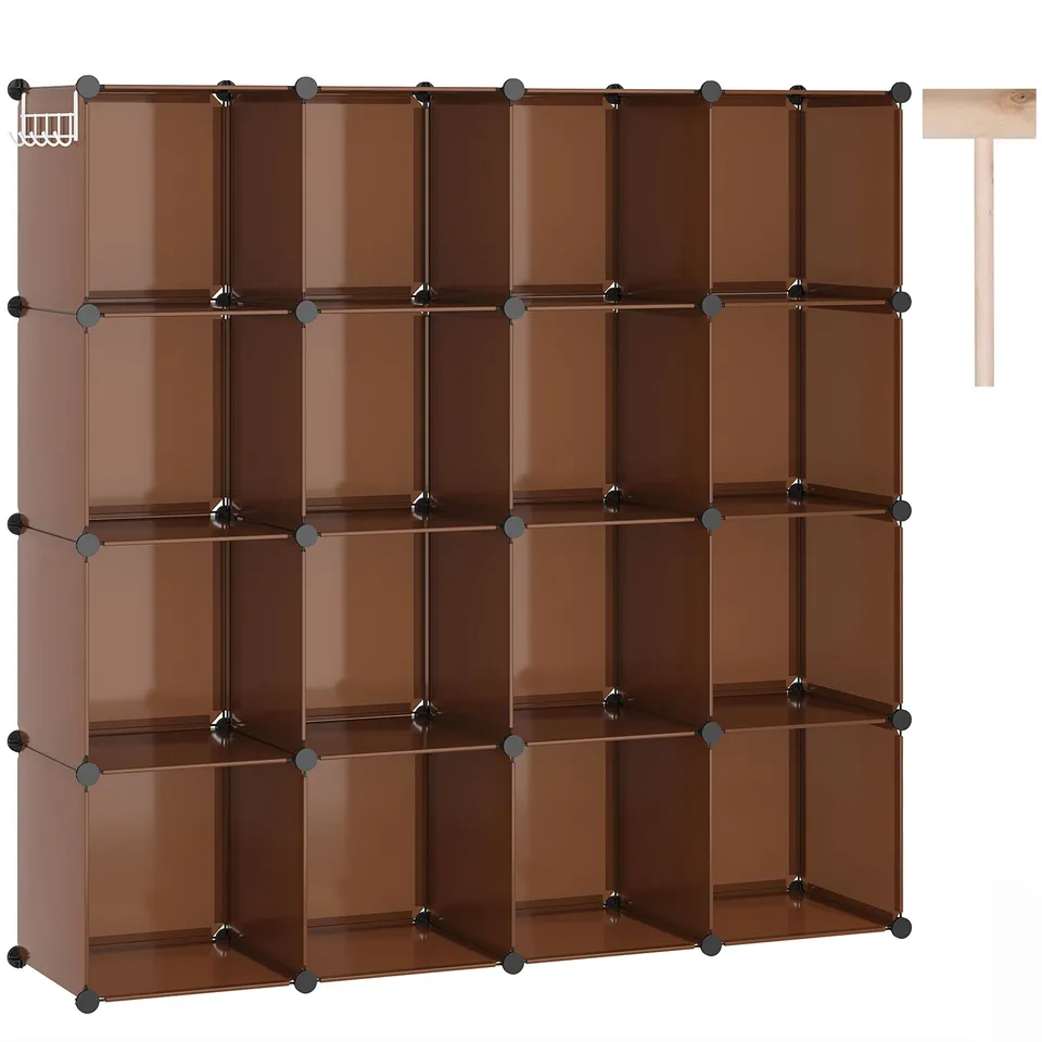 c-ahome-plastic-cube-storage-upcs16c-w-rfelregal-cocoa-16-f-cher image 1
