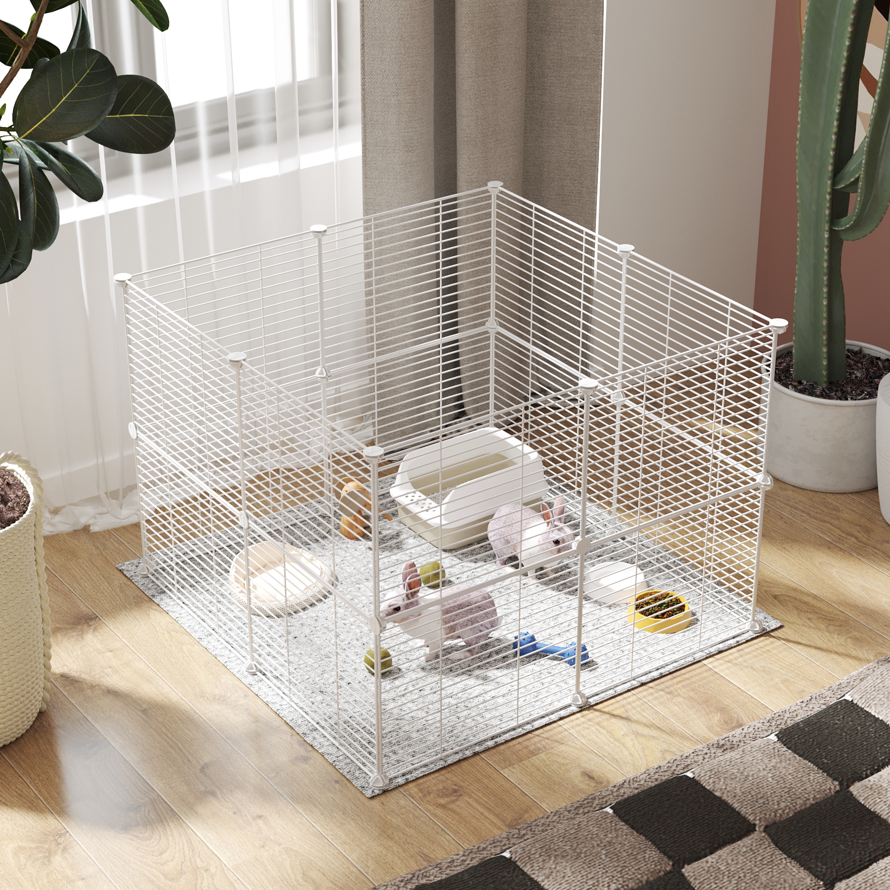 c-ahome-pet-playpens-uppm3416w-tierlaufstall-wei-16-teilig image 2