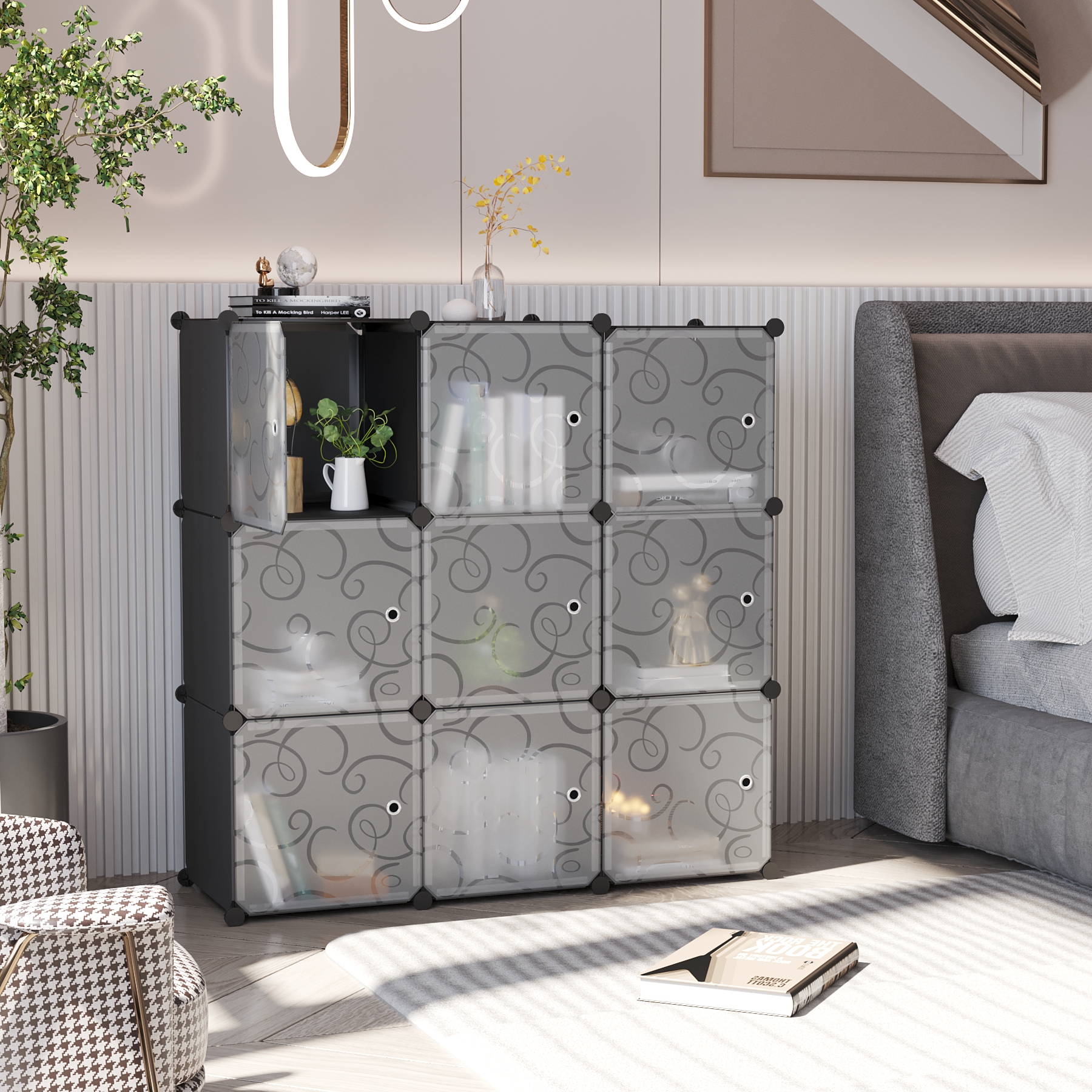 c-ahome-cube-storage-with-doors-w-rfelregal-schwarz-9-f-cher-mit-t-ren image 4