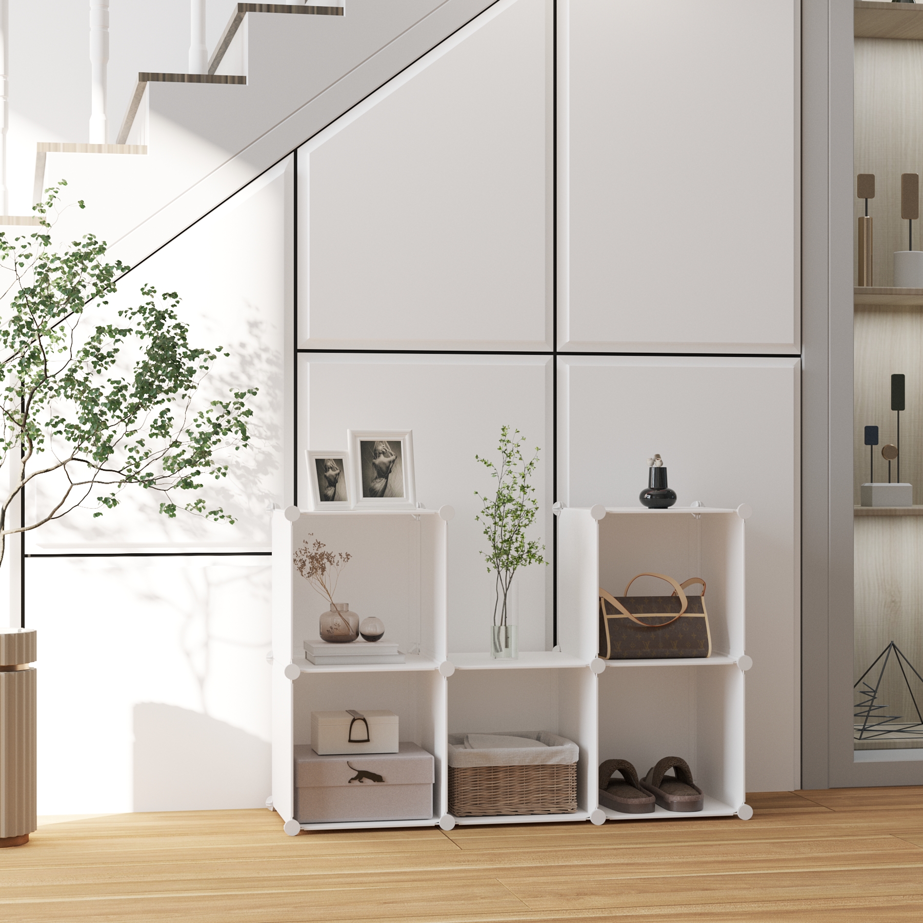 c-ahome-plastic-cube-storage-upcs06m-w-rfelregal-milky-6-f-cher image 4