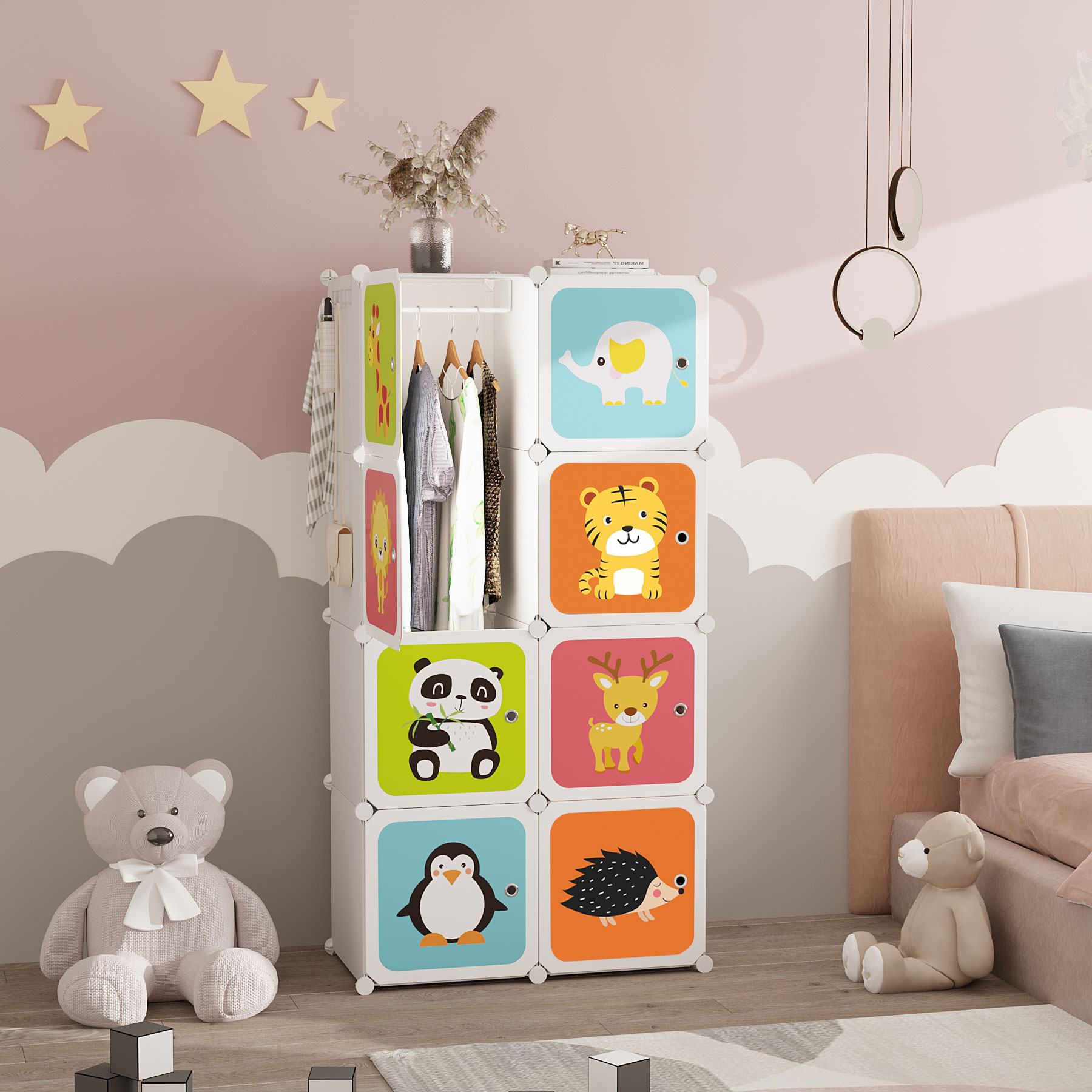c-ahome-plastic-cube-storage-regal-8-f-cher-milky-cartoon image 2