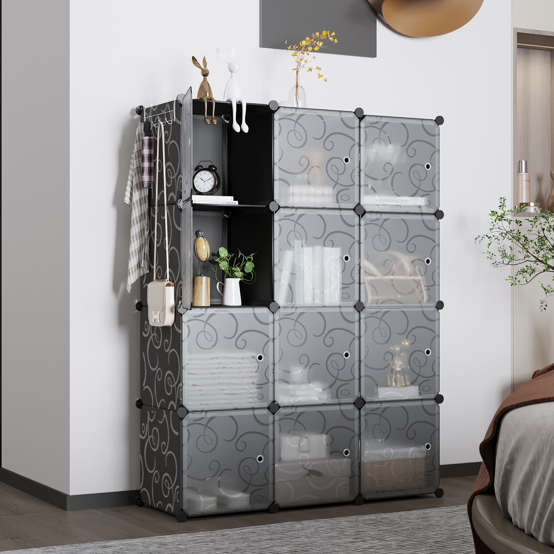 c-ahome-cube-storage-12er-w-rfelregal-mit-t-ren-schwarz image 2