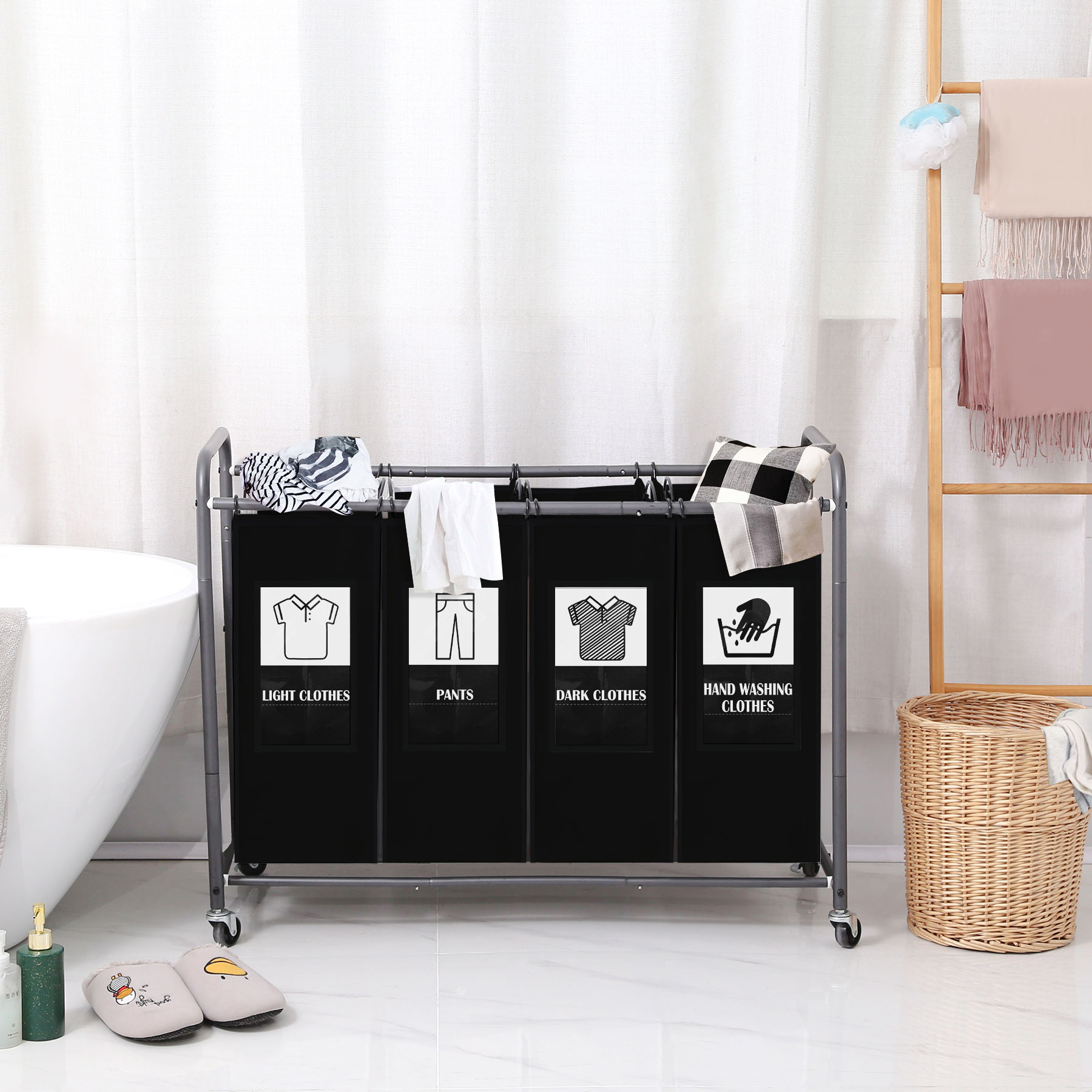 c-ahome-laundry-storage-w-schesortierer-4-f-cher-schwarz image 2