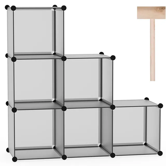 c-ahome-plastic-cube-storage-upcs06g-w-rfelregal-grau-6-f-cher image 1