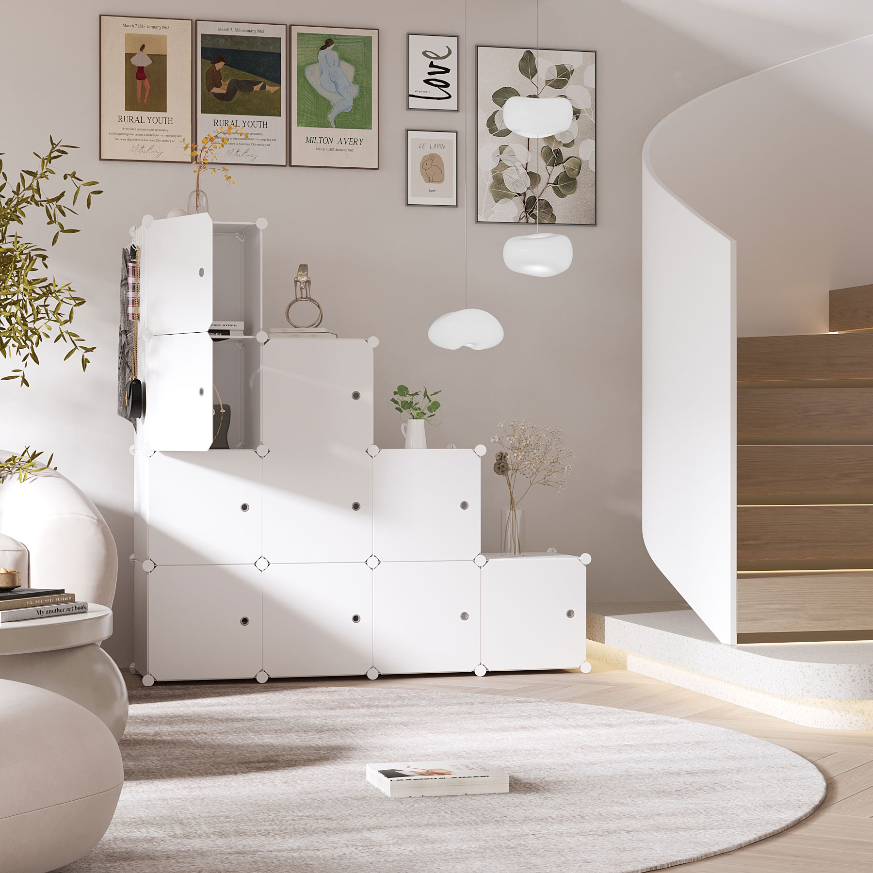 c-ahome-cube-storage-with-doors-w-rfelregal-milky-12-f-cher-mit-t-ren image 3