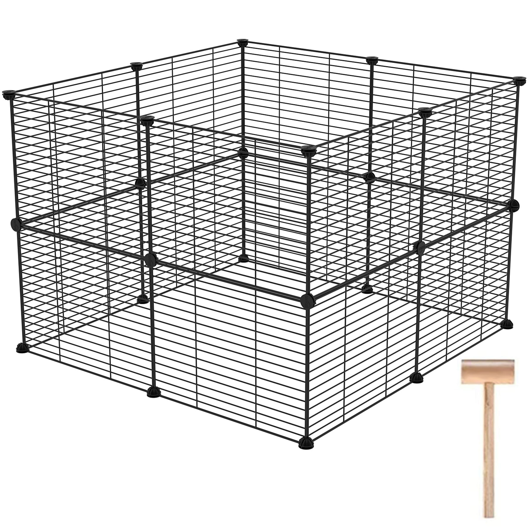 c-ahome-pet-playpens-laufstall-16-paneele-schwarz image 1