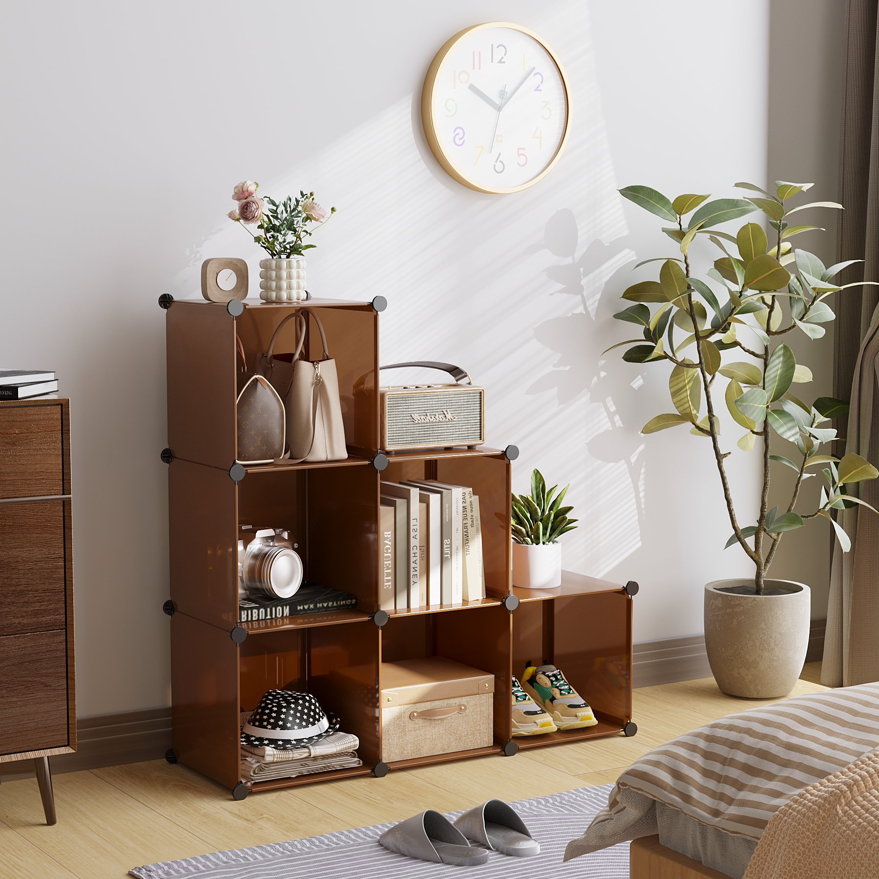 c-ahome-plastic-cube-storage-upcs06c-w-rfelregal-6-f-cher-cocoa image 2