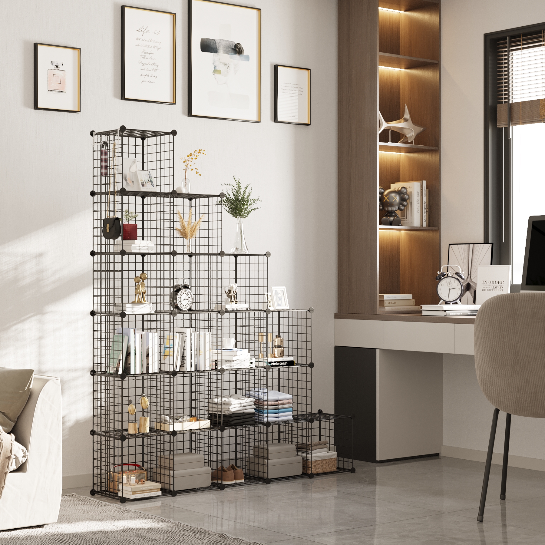 c-ahome-wire-cube-storage-uwcsm20b-gitterregal-schwarz-20-w-rfel image 3