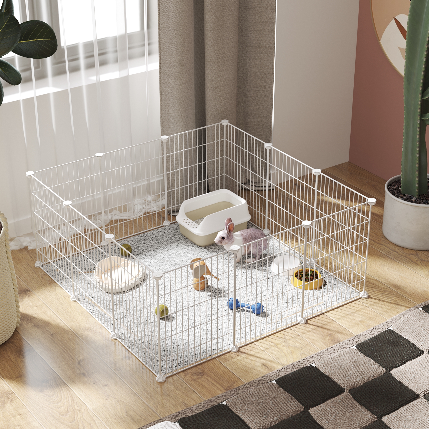 c-ahome-pet-playpens-uppm3412w-laufstall-wei-12-paneele image 3