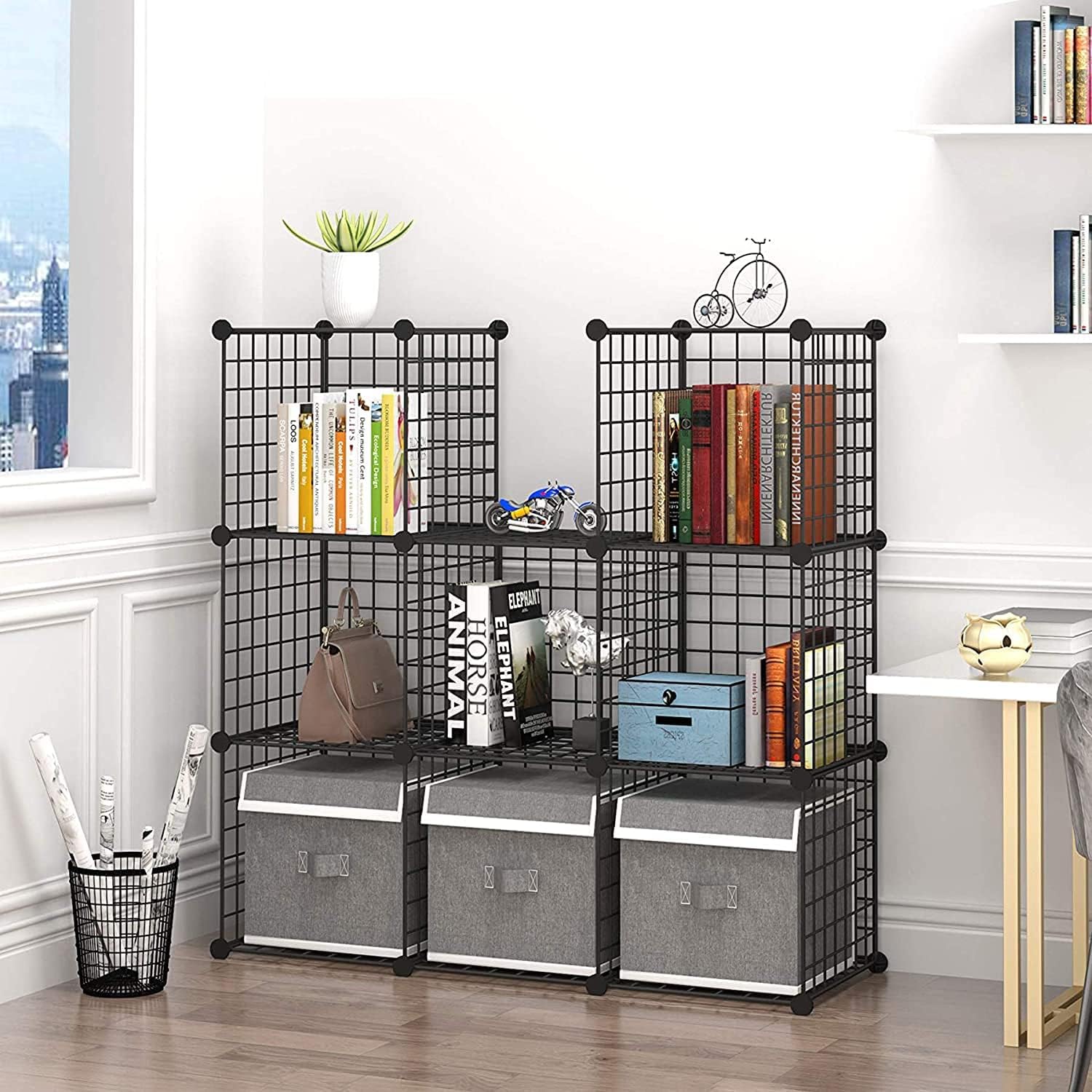 c-ahome-wire-cube-storage-9er-gitterregal-metall-schwarz image 4
