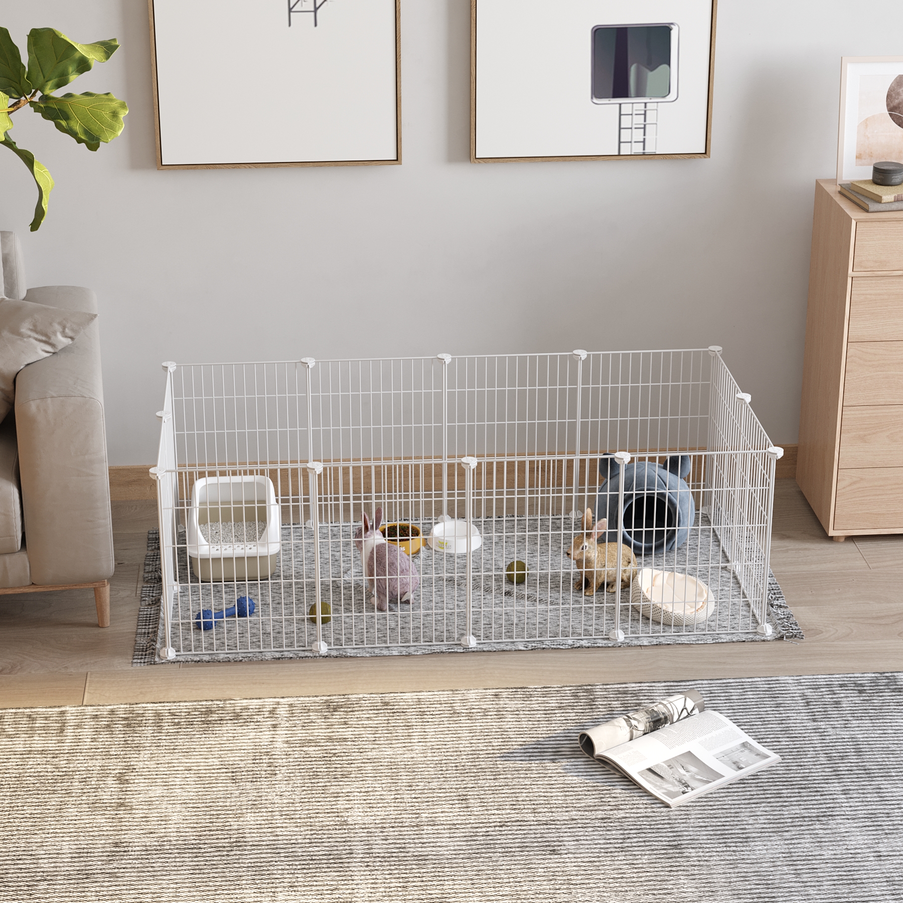 c-ahome-pet-playpens-uppm3412w-laufstall-wei-12-paneele image 4