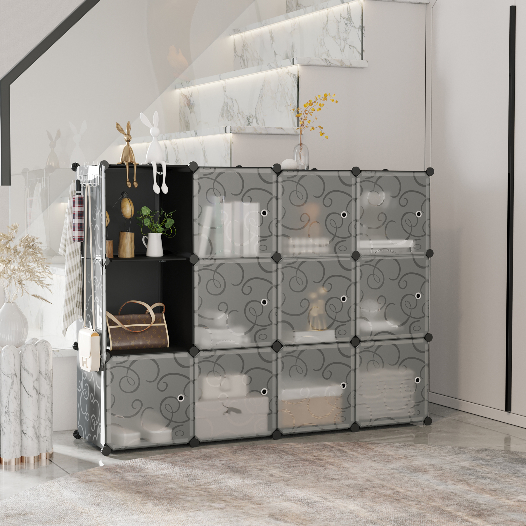 c-ahome-cube-storage-12er-w-rfelregal-mit-t-ren-schwarz image 4