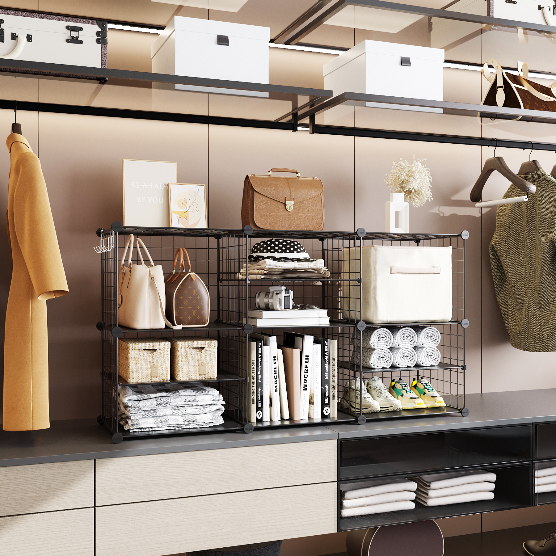 c-ahome-wire-cube-storage-uwcsim06b-steckregal-schwarz-trenner image 3