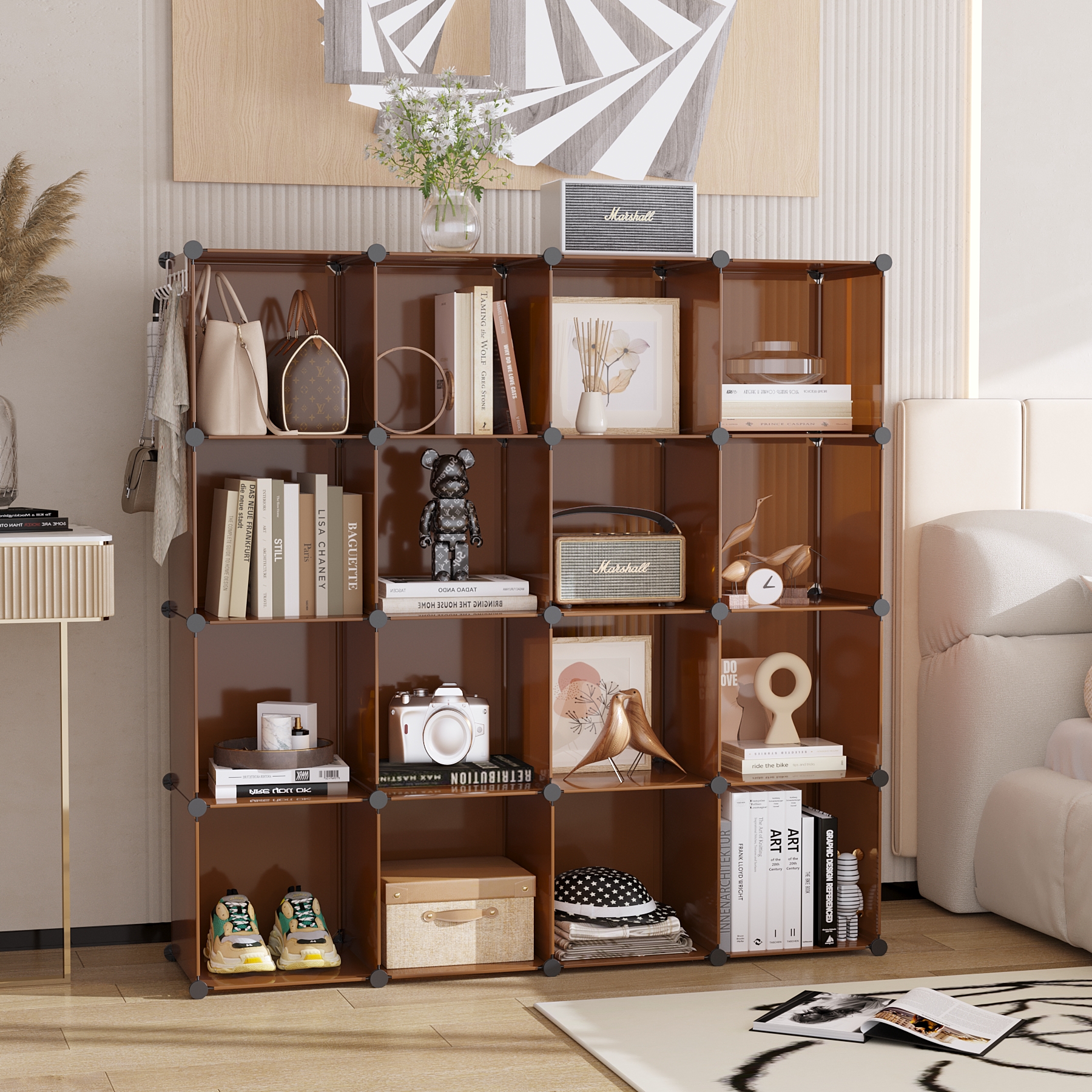 c-ahome-plastic-cube-storage-upcs16c-w-rfelregal-cocoa-16-f-cher image 2