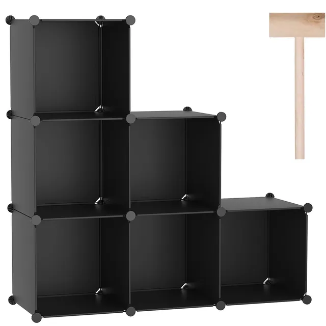c-ahome-plastic-cube-storage-shs3506a-w-rfelregal-schwarz-6-f-cher image 1