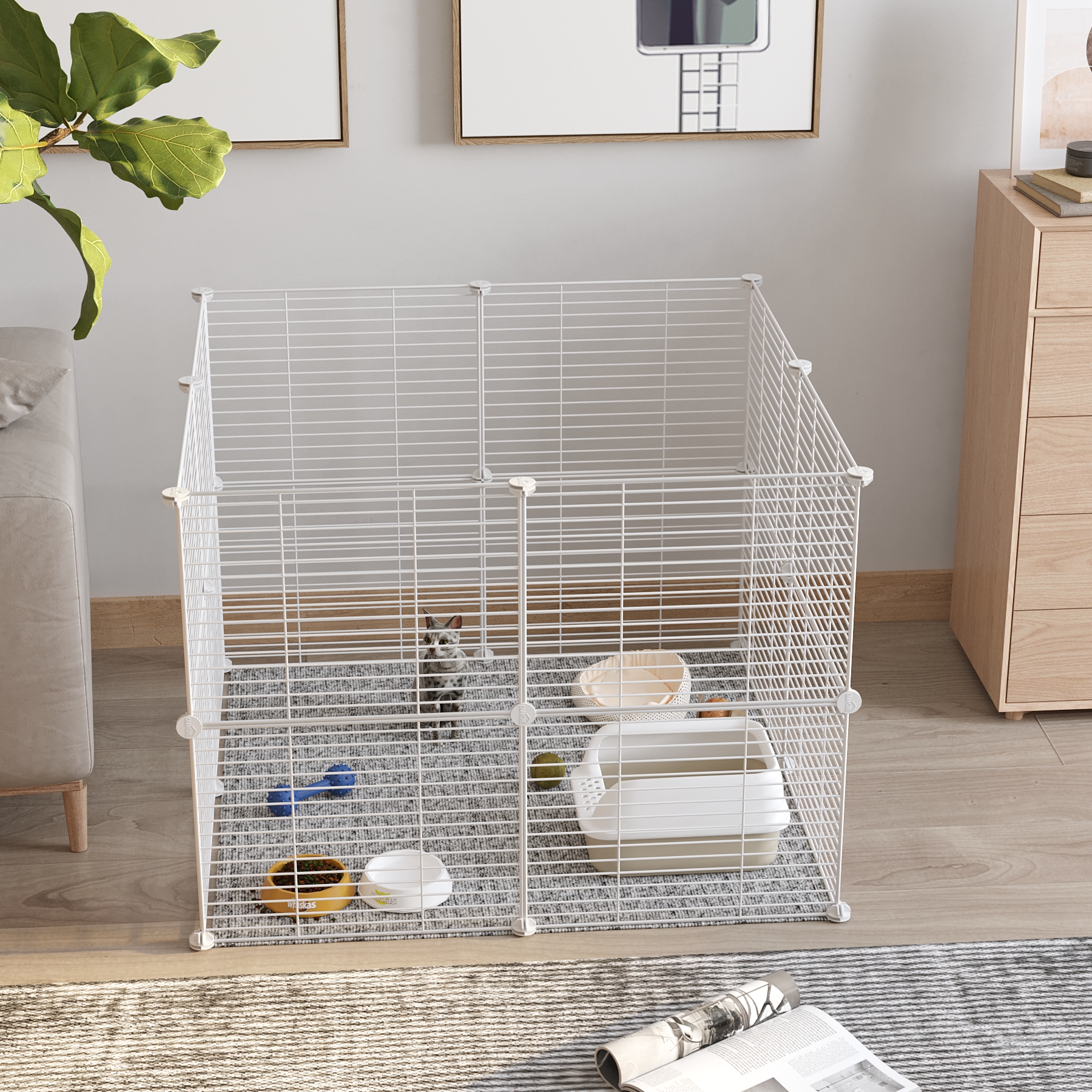 c-ahome-pet-playpens-uppm3416w-tierlaufstall-wei-16-teilig image 3