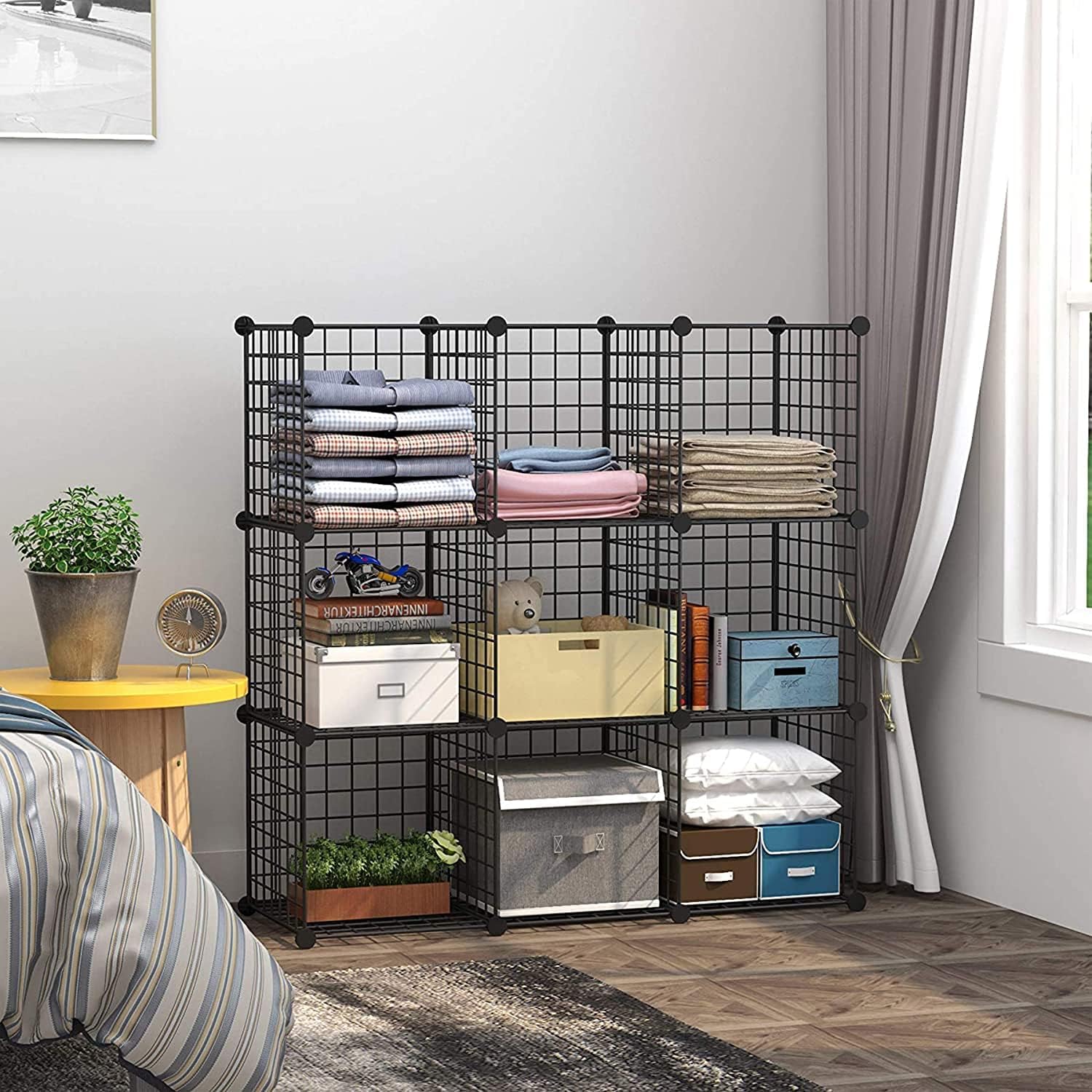 c-ahome-wire-cube-storage-9er-gitterregal-metall-schwarz image 2