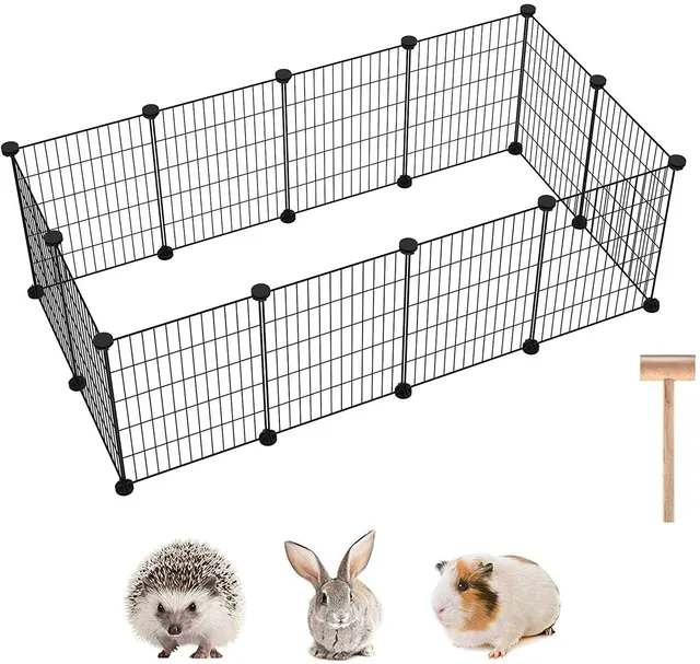 c-ahome-pet-playpens-twl3040b-kleintiergehege-schwarz-12-paneele image 1