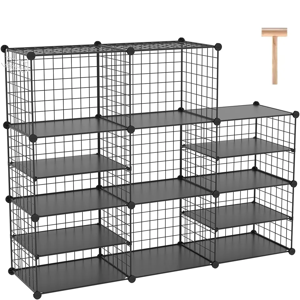c-ahome-wire-cube-storage-uwcsim08b-regal-schwarz-mit-trenner image 1