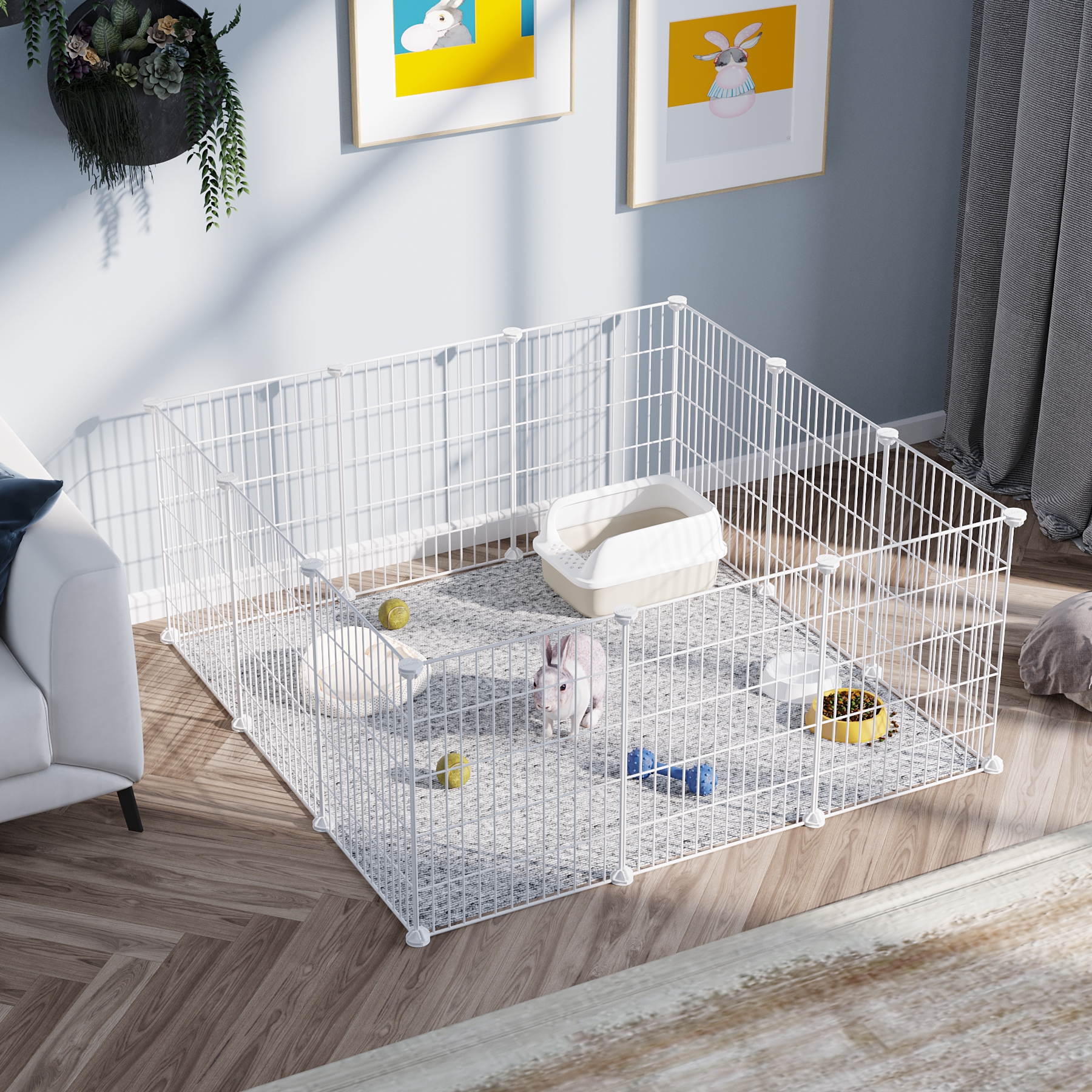 c-ahome-pet-playpens-uppm3412w-laufstall-wei-12-paneele image 2