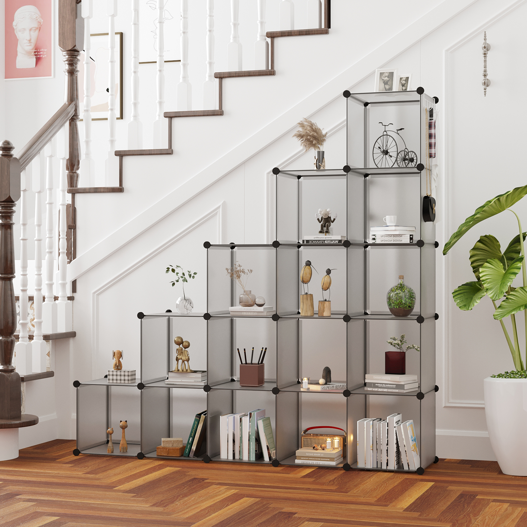 c-ahome-plastic-cube-storage-16er-w-rfelregal-grau image 3