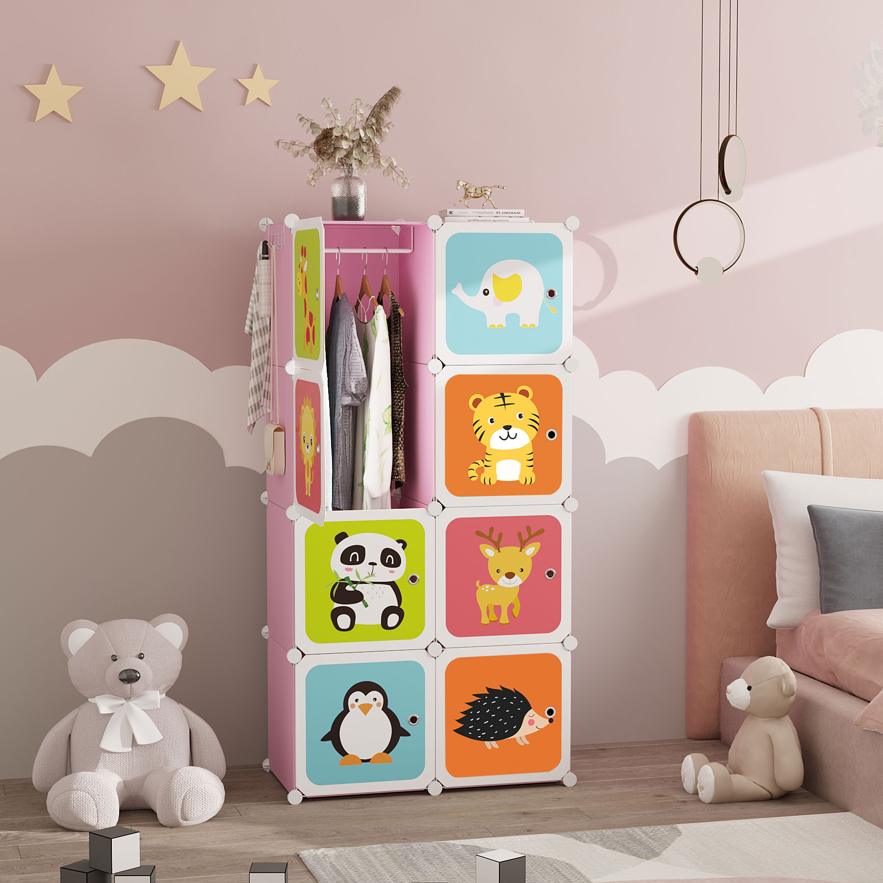 c-ahome-plastic-cube-storage-w-rfelregal-8-f-cher-pink-kinder image 2