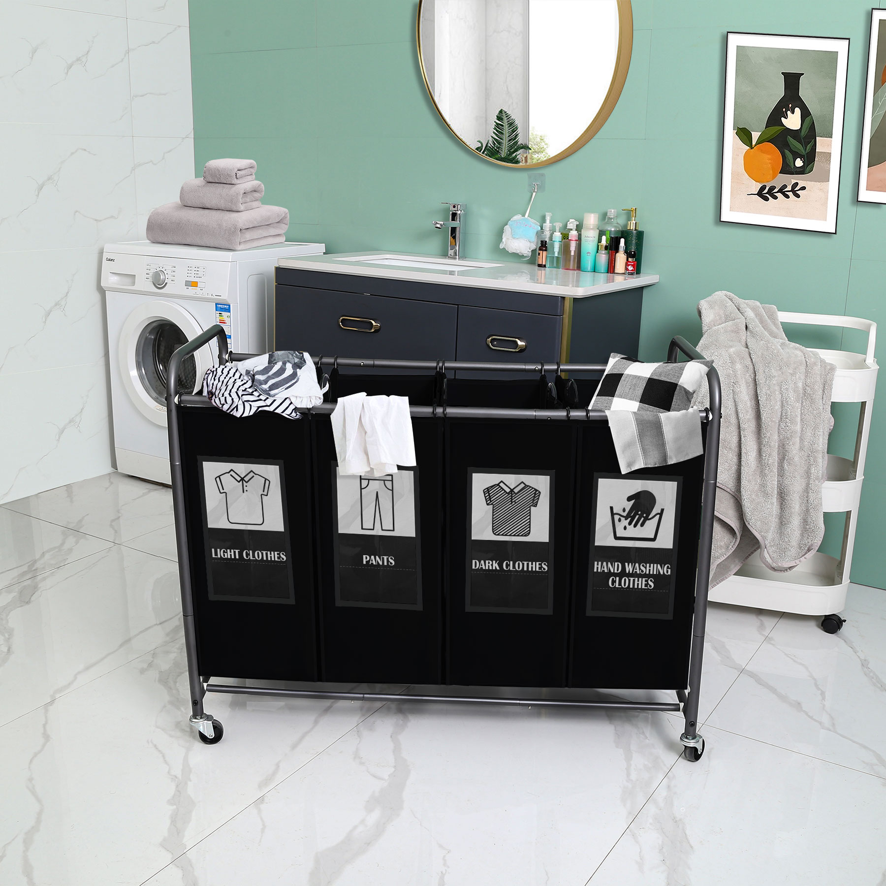 c-ahome-laundry-storage-w-schesortierer-4-f-cher-schwarz image 4
