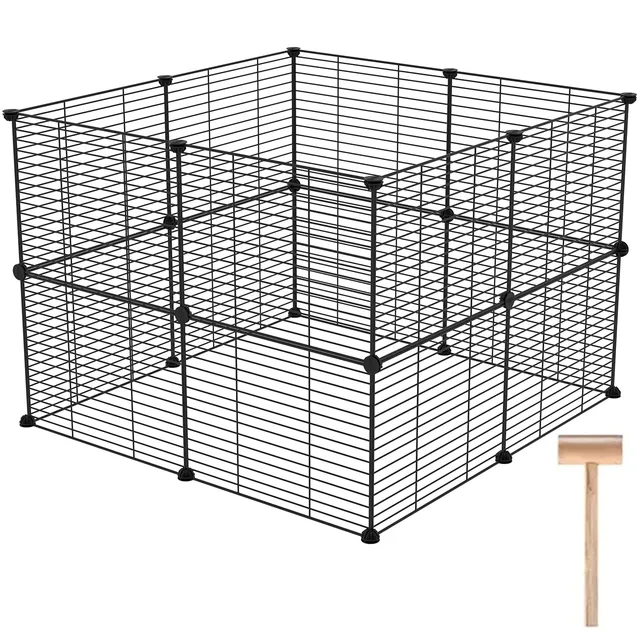 c-ahome-pet-playpens-laufstall-16-paneele-schwarz image 1