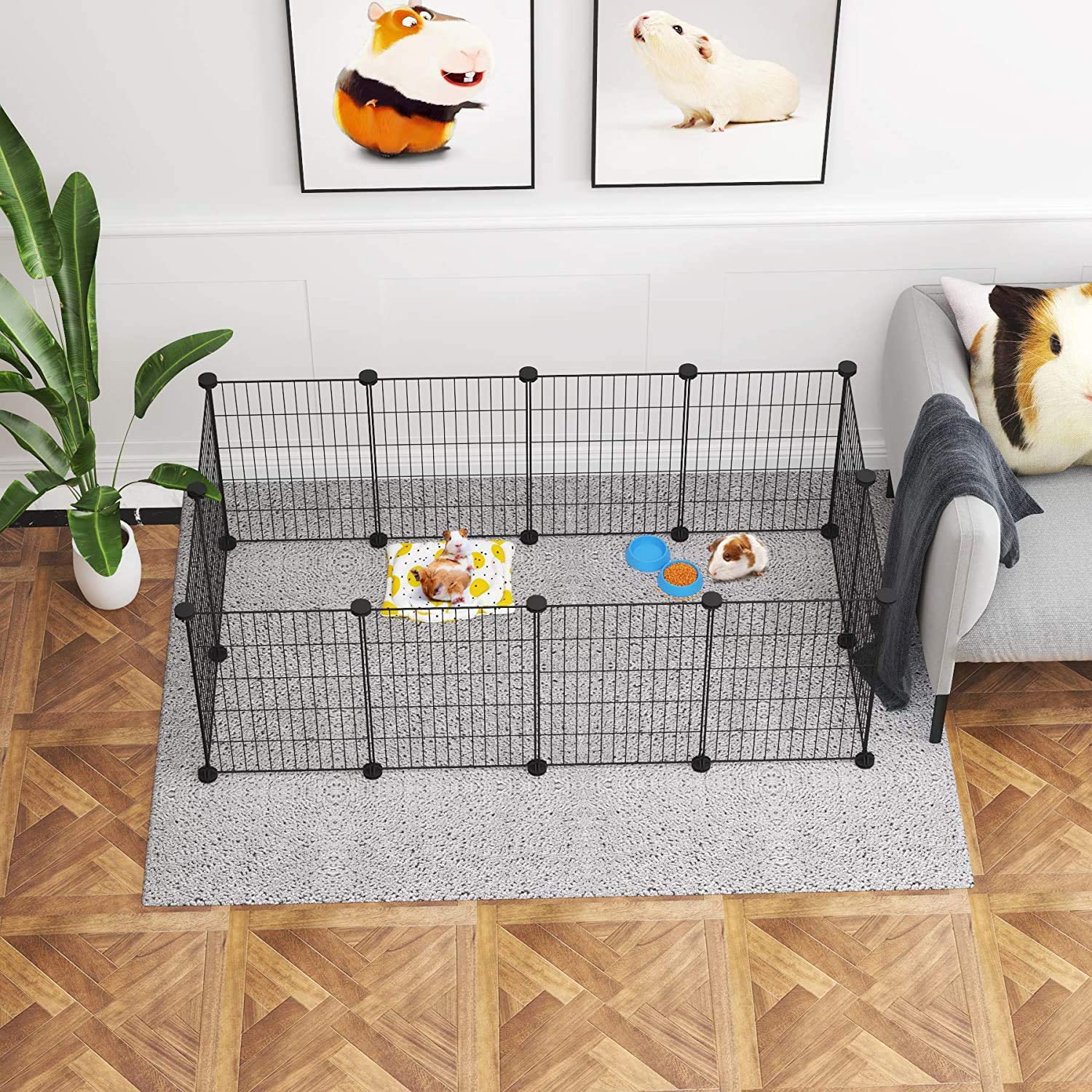 c-ahome-pet-playpens-twl3040b-kleintiergehege-schwarz-12-paneele image 3