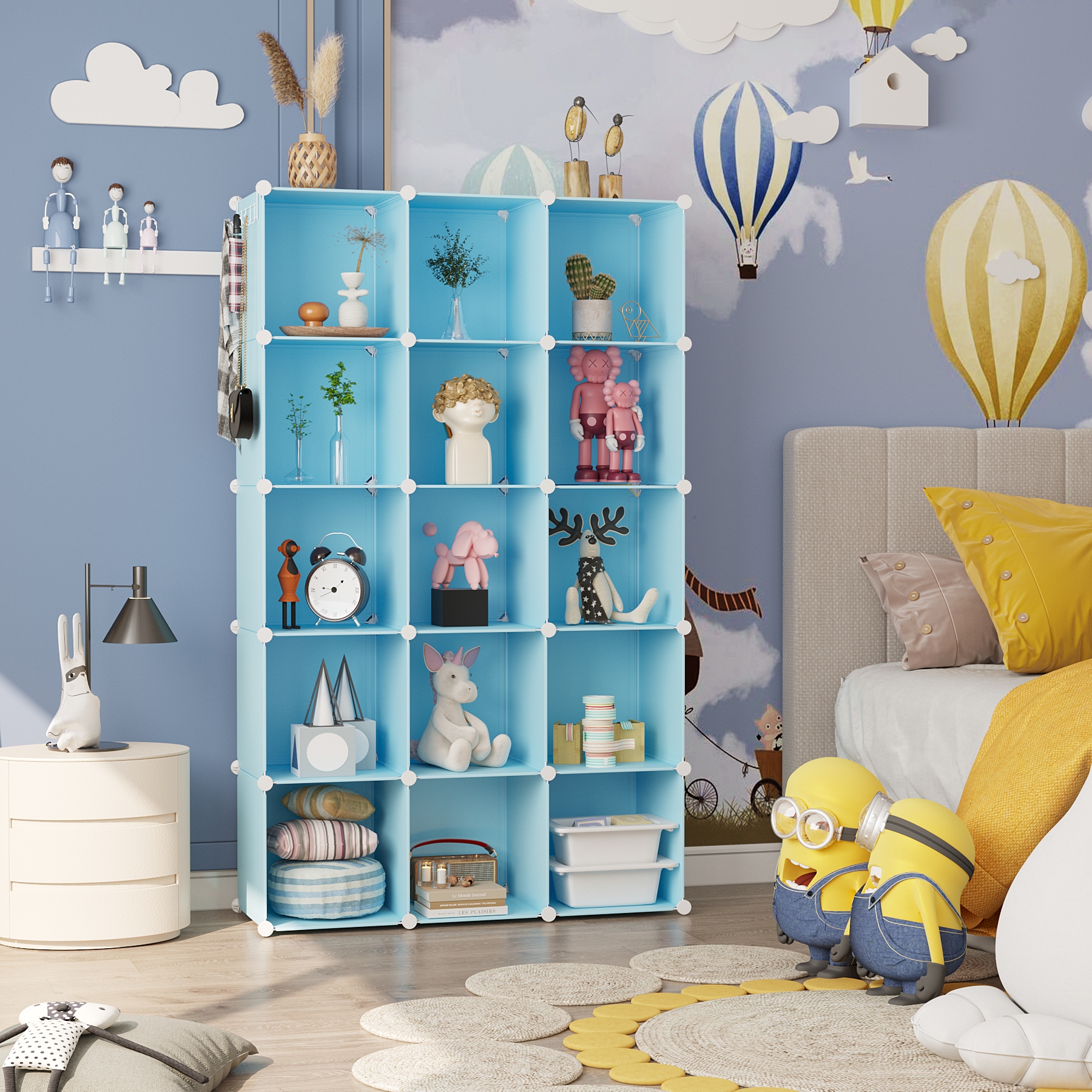 c-ahome-plastic-cube-storage-upcs16l-w-rfelregal-blau-16-f-cher image 4