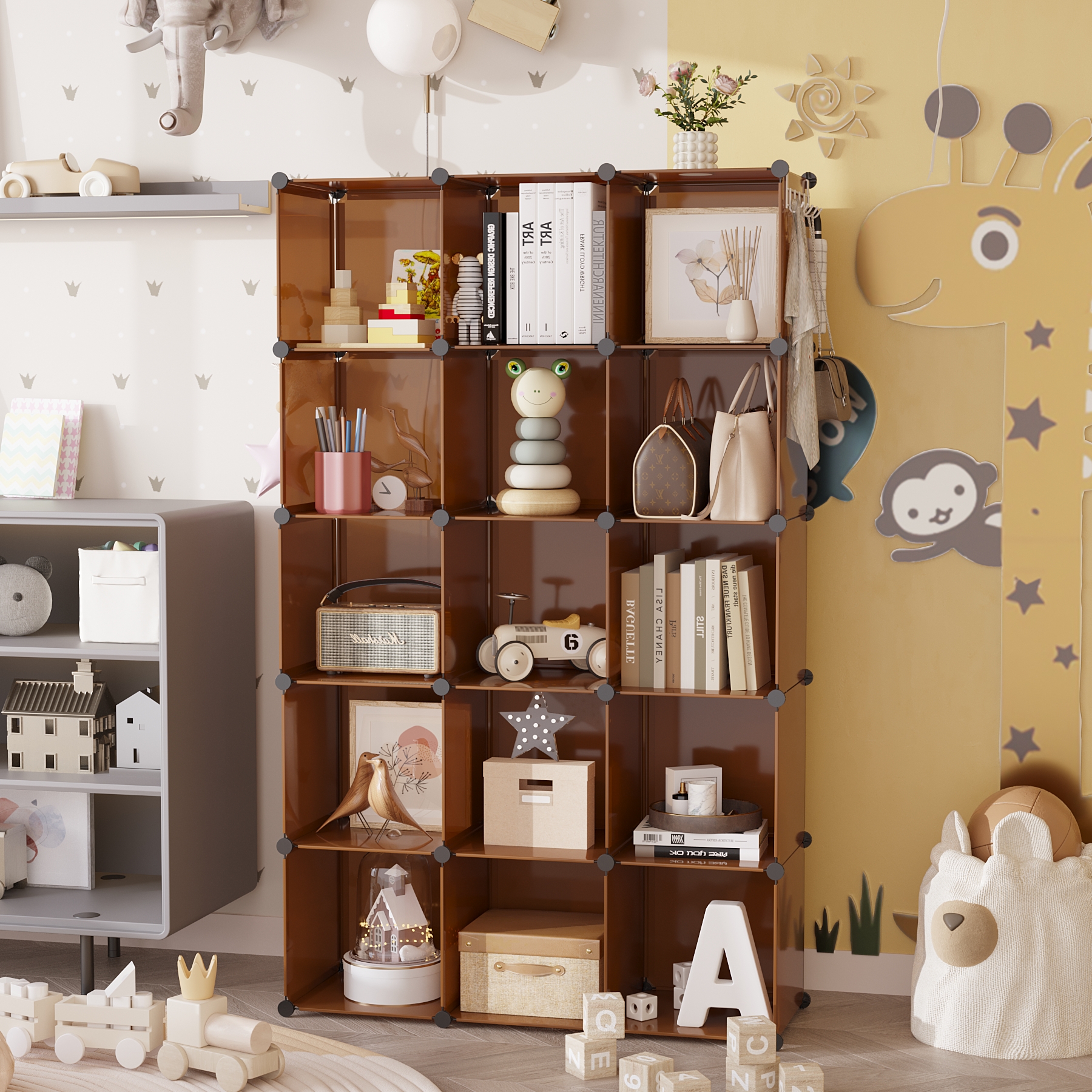 c-ahome-plastic-cube-storage-upcs16c-w-rfelregal-cocoa-16-f-cher image 4