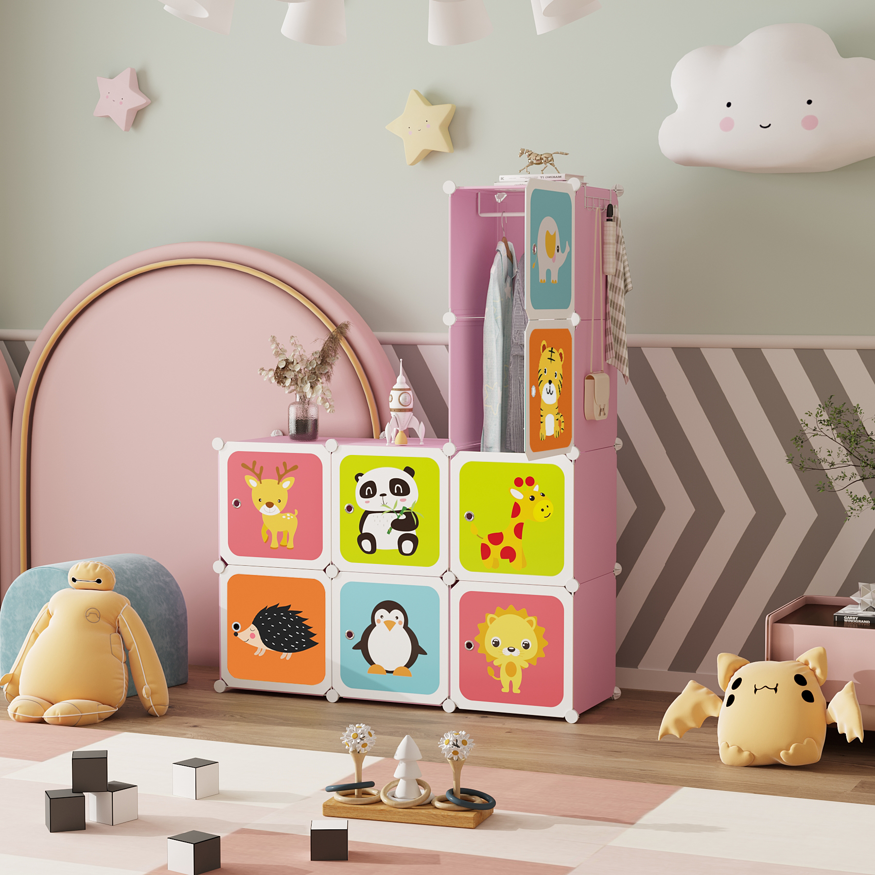 c-ahome-plastic-cube-storage-w-rfelregal-8-f-cher-pink-kinder image 4