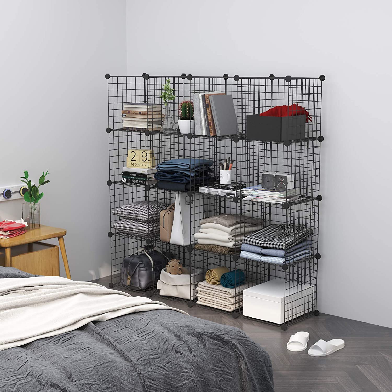 c-ahome-wire-cube-storage-twj3016b-steckregal-schwarz-16-f-cher image 3