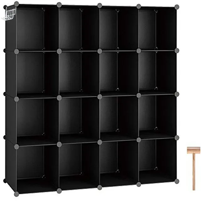 c-ahome-plastic-cube-storage-sum3016h-w-rfelregal-schwarz-16-f-cher image 1
