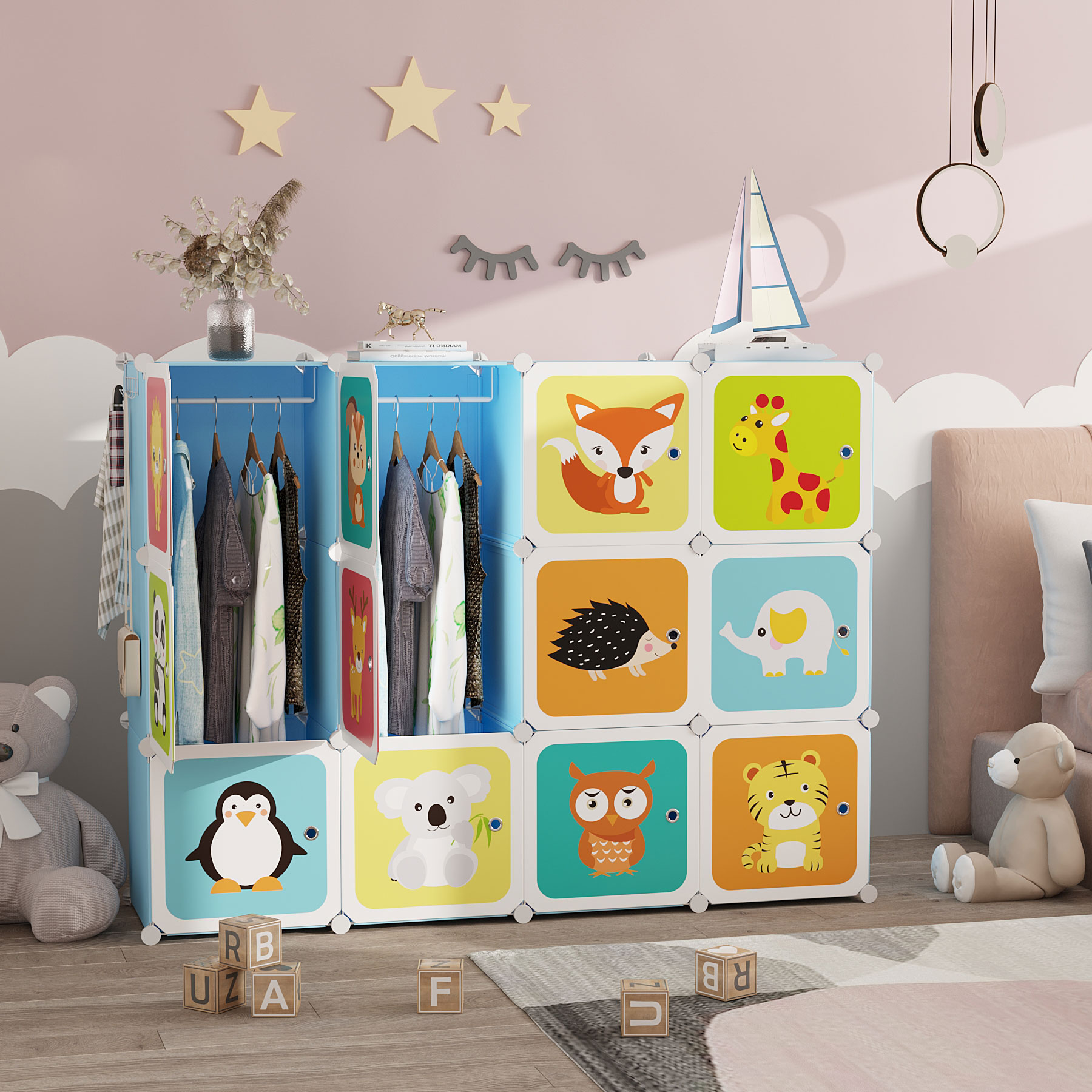 c-ahome-kids-cartoon-12-cube-w-rfelregal-blau-12-f-cher image 5