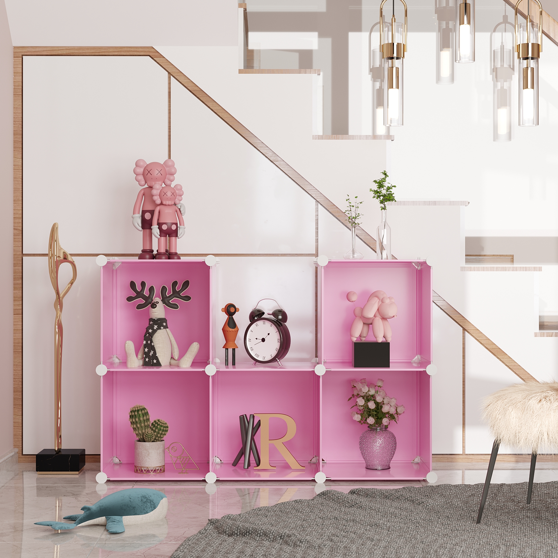 c-ahome-plastic-cube-storage-upcs06p-regal-6-f-cher-pink image 4