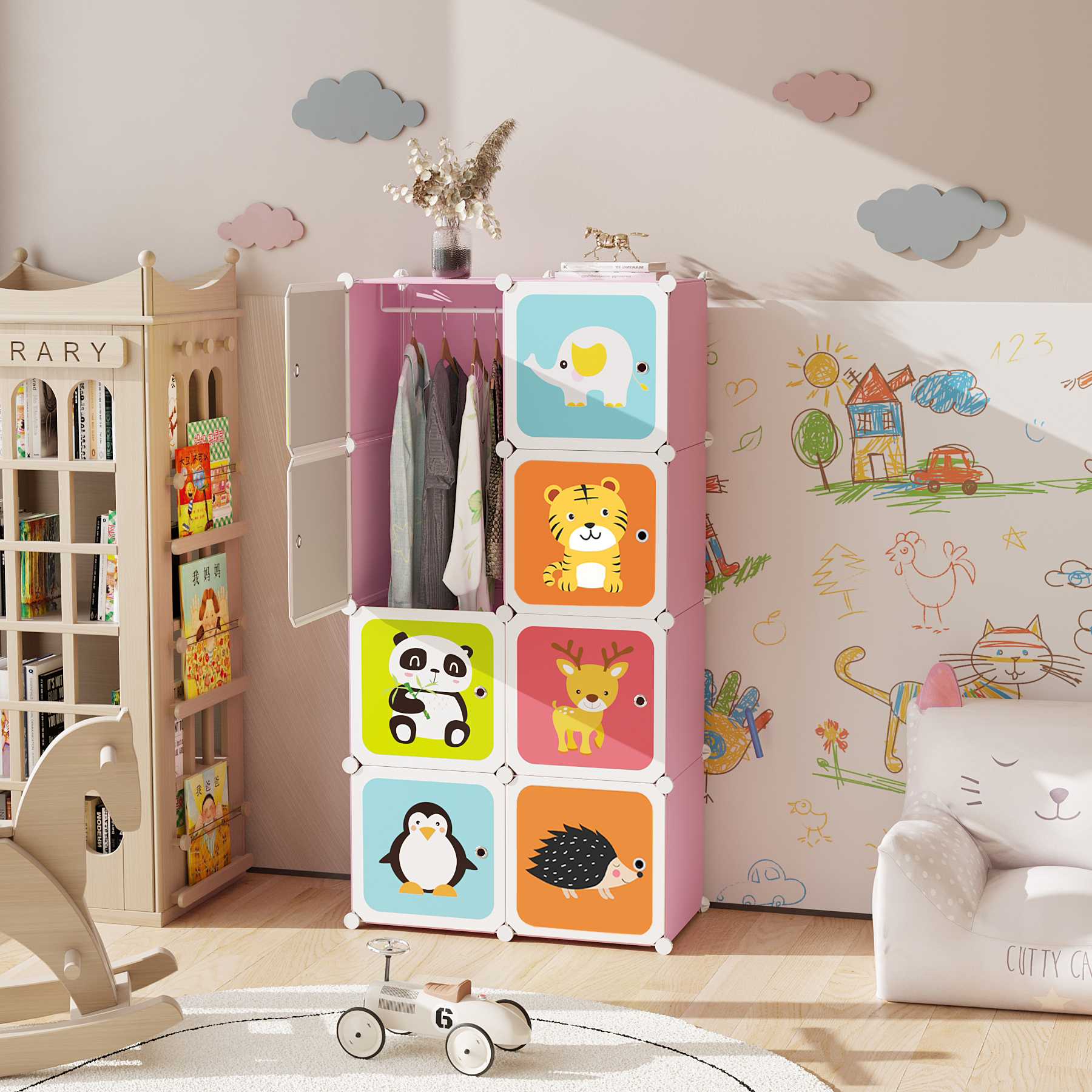 c-ahome-plastic-cube-storage-w-rfelregal-8-f-cher-pink-kinder image 3