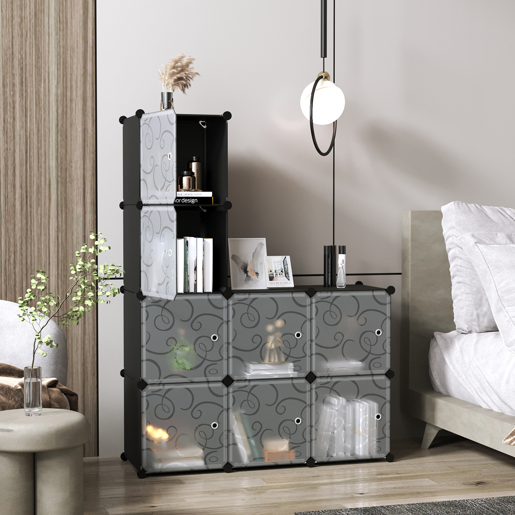 c-ahome-cube-storage-with-doors-w-rfelregal-schwarz-8-f-cher image 3