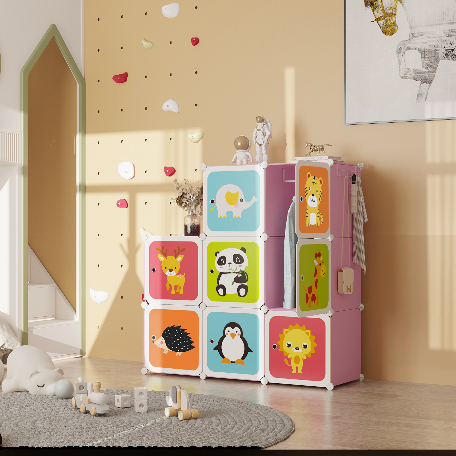 c-ahome-plastic-cube-storage-w-rfelregal-8-f-cher-pink-kinder image 5