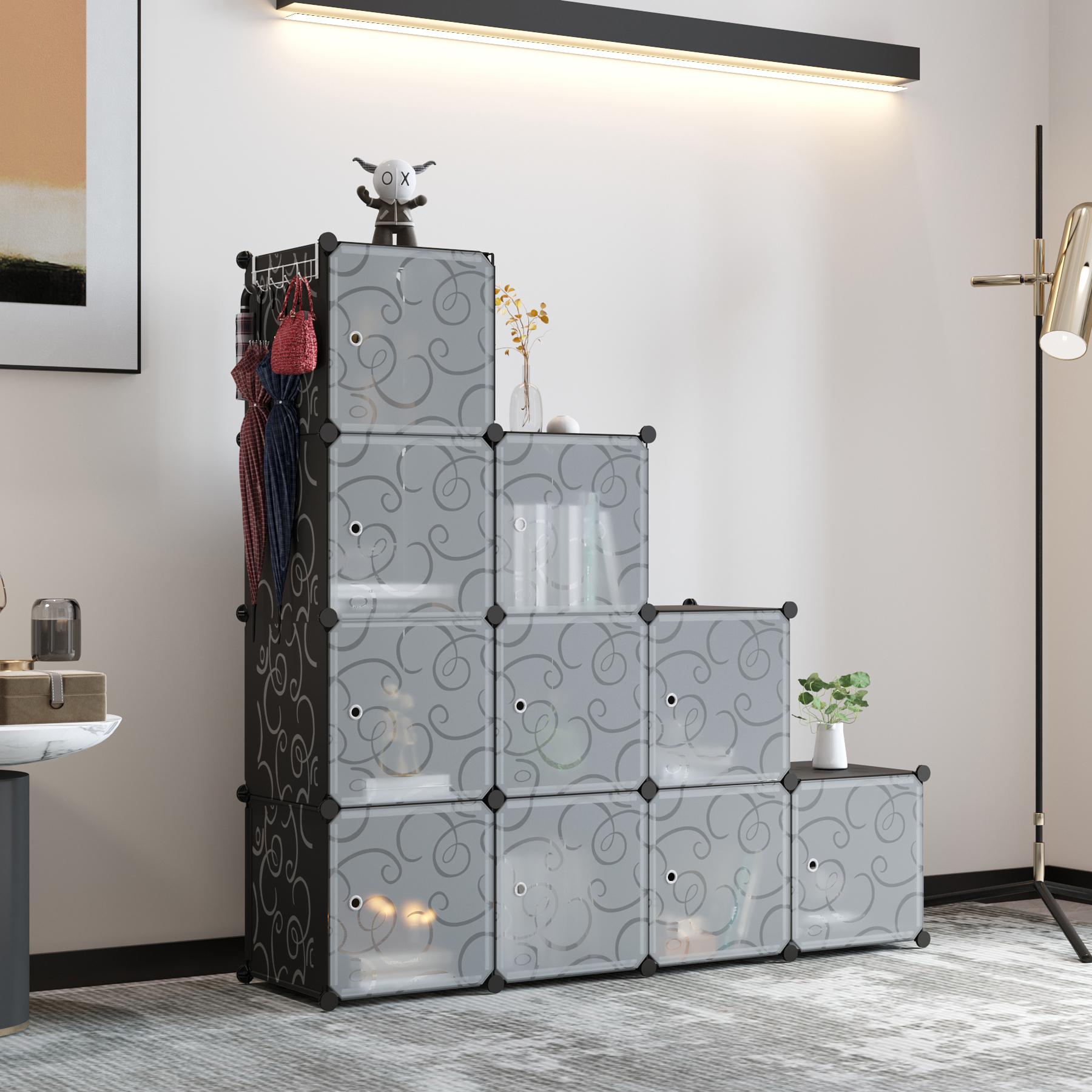 c-ahome-cube-storage-12er-w-rfelregal-mit-t-ren-schwarz image 3